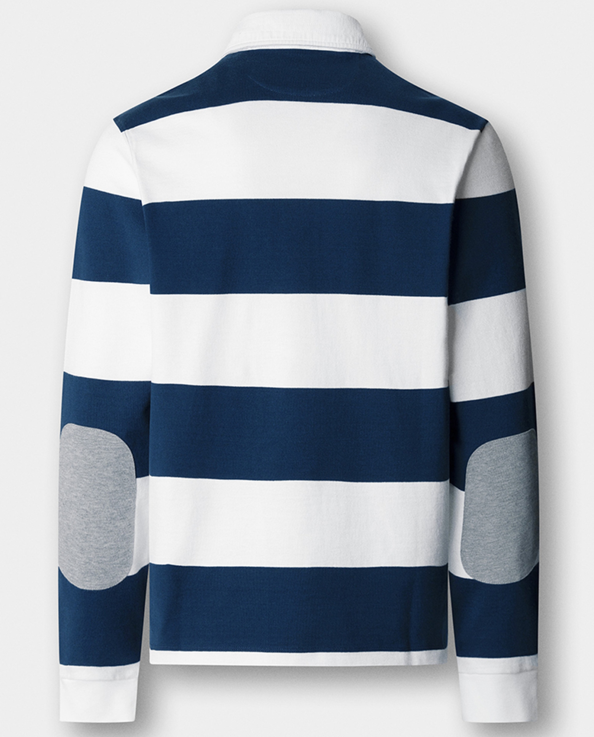 Polo de Rugby às Riscas com Manga Comprida Branco-8