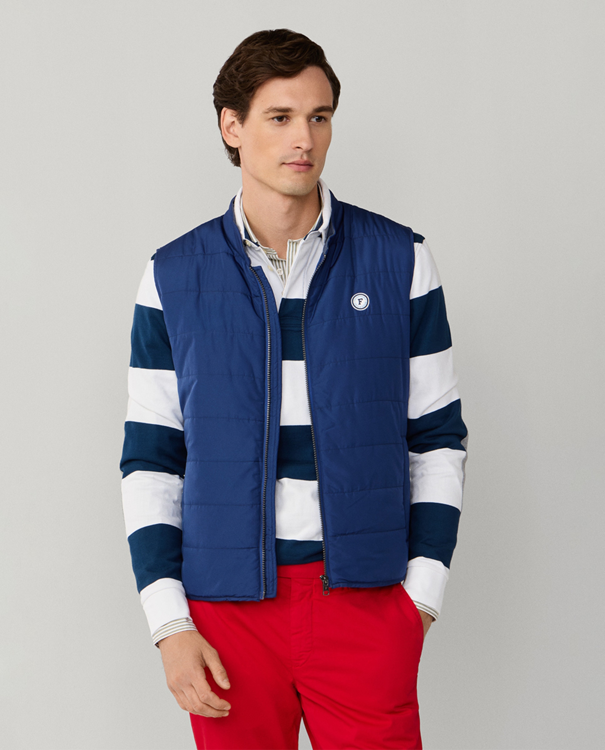 Colete de Viagem Acolchoado de Nylon Azul-4