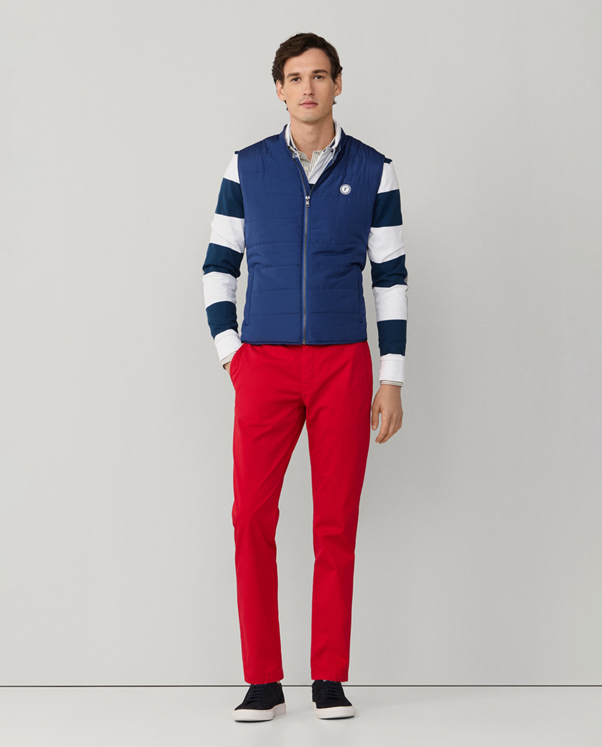 Colete de Viagem Acolchoado de Nylon Azul-8