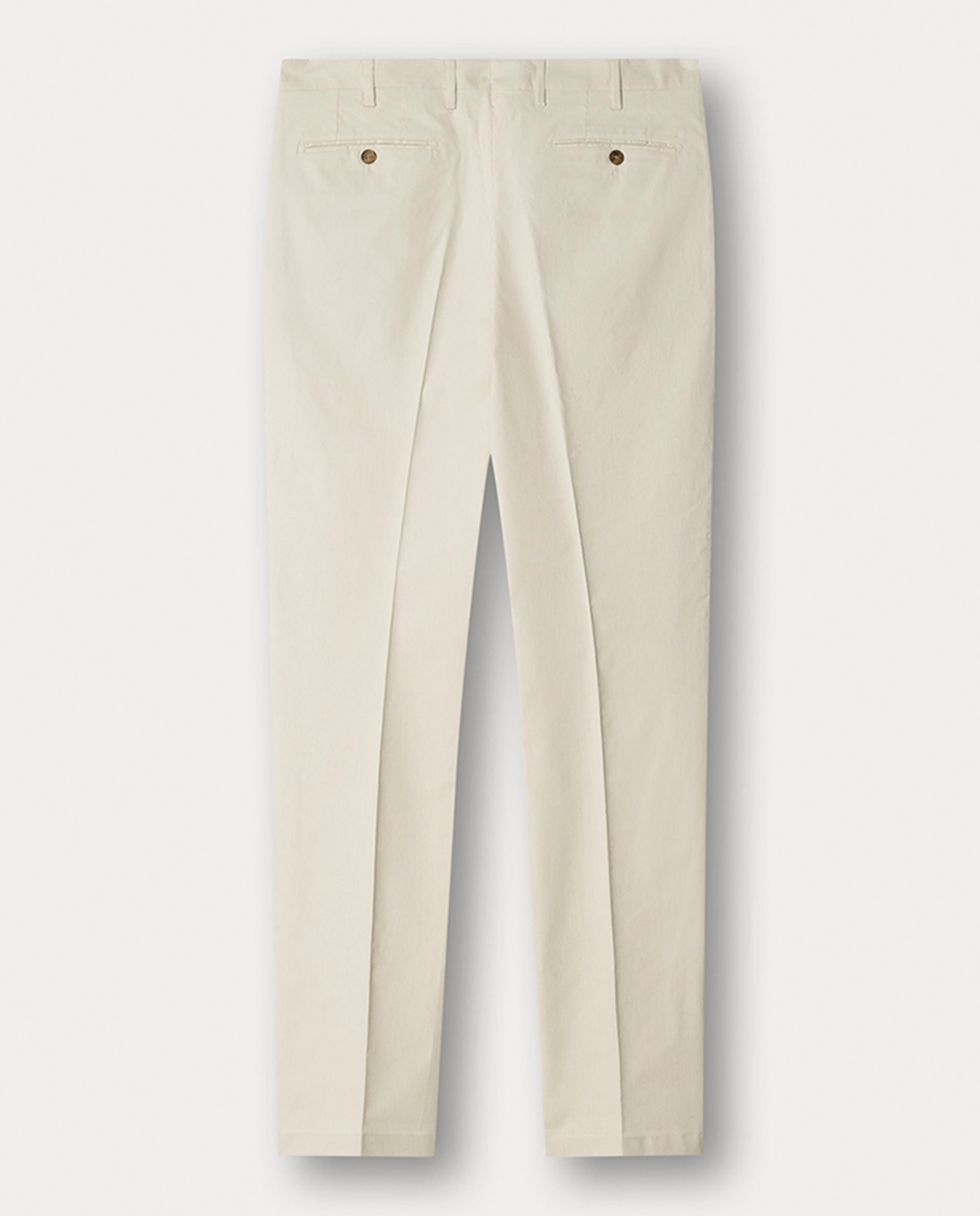 Calças Chino de Algodão Elástico às Micro Riscas Regular Fit Bege-2