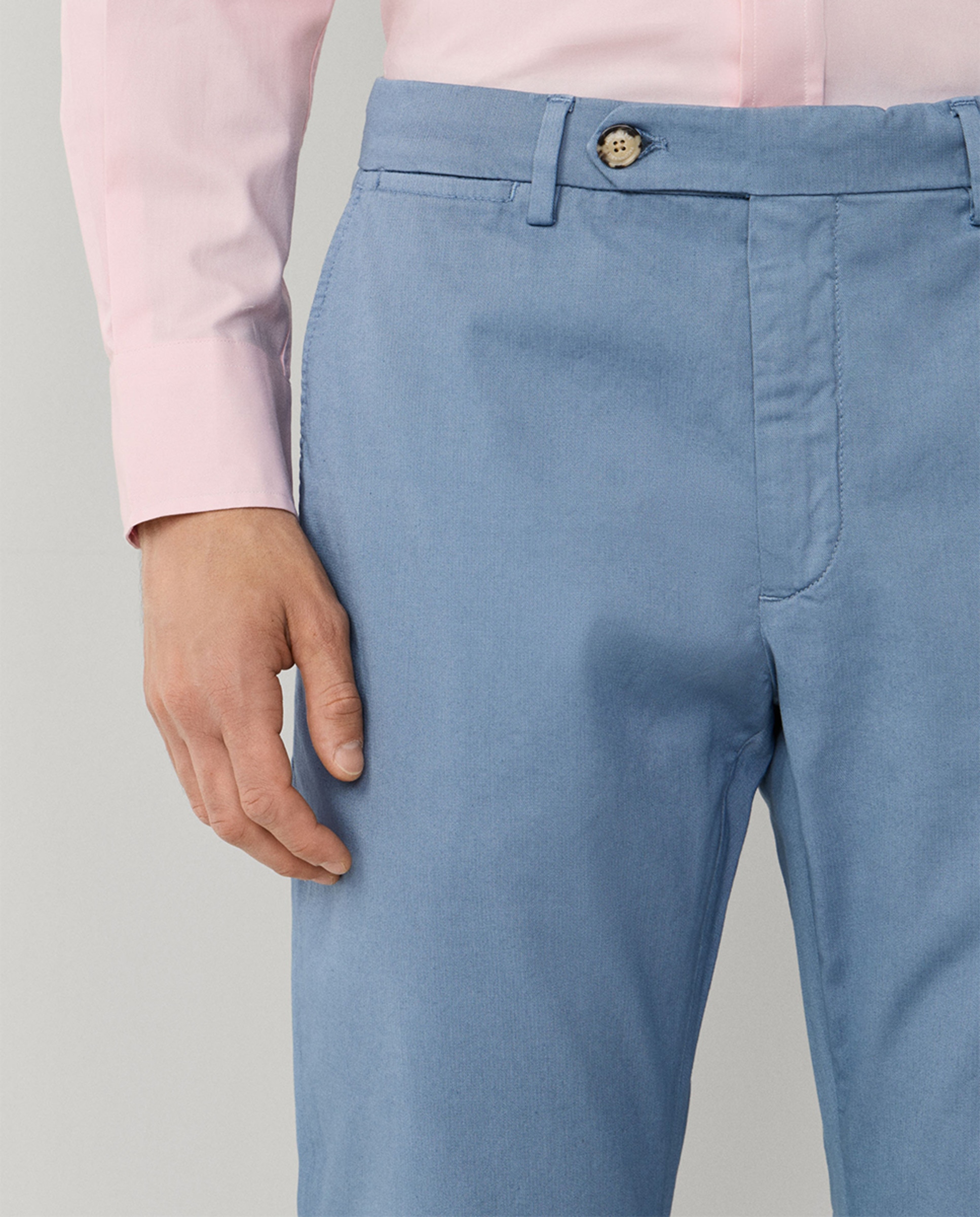 Imagen 4 de Pantalón chino de hombre de algodón texturizado regular fit - Façonnable - Azul Azul