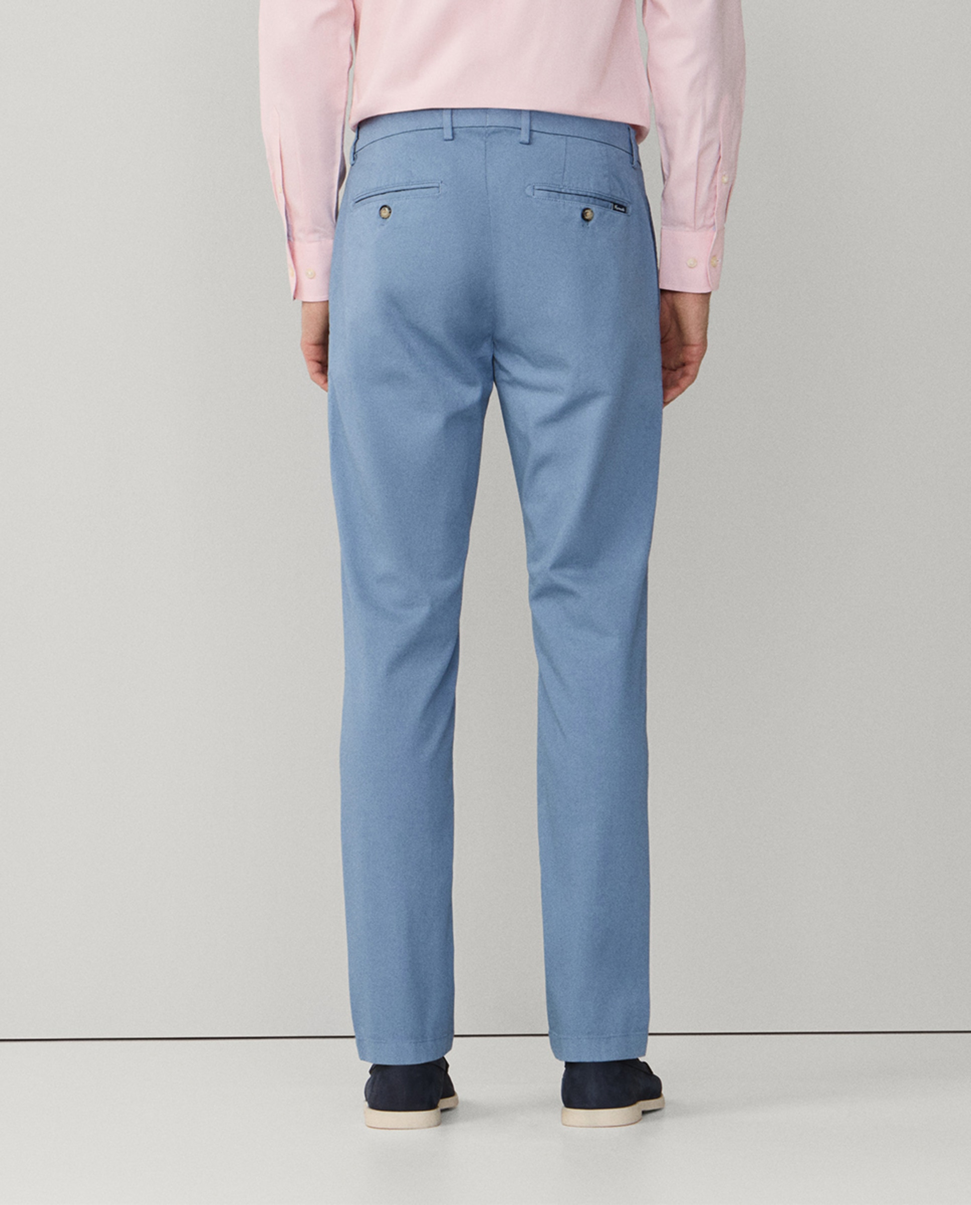 Imagen 3 de Pantalón chino de hombre de algodón texturizado regular fit - Façonnable - Azul Azul