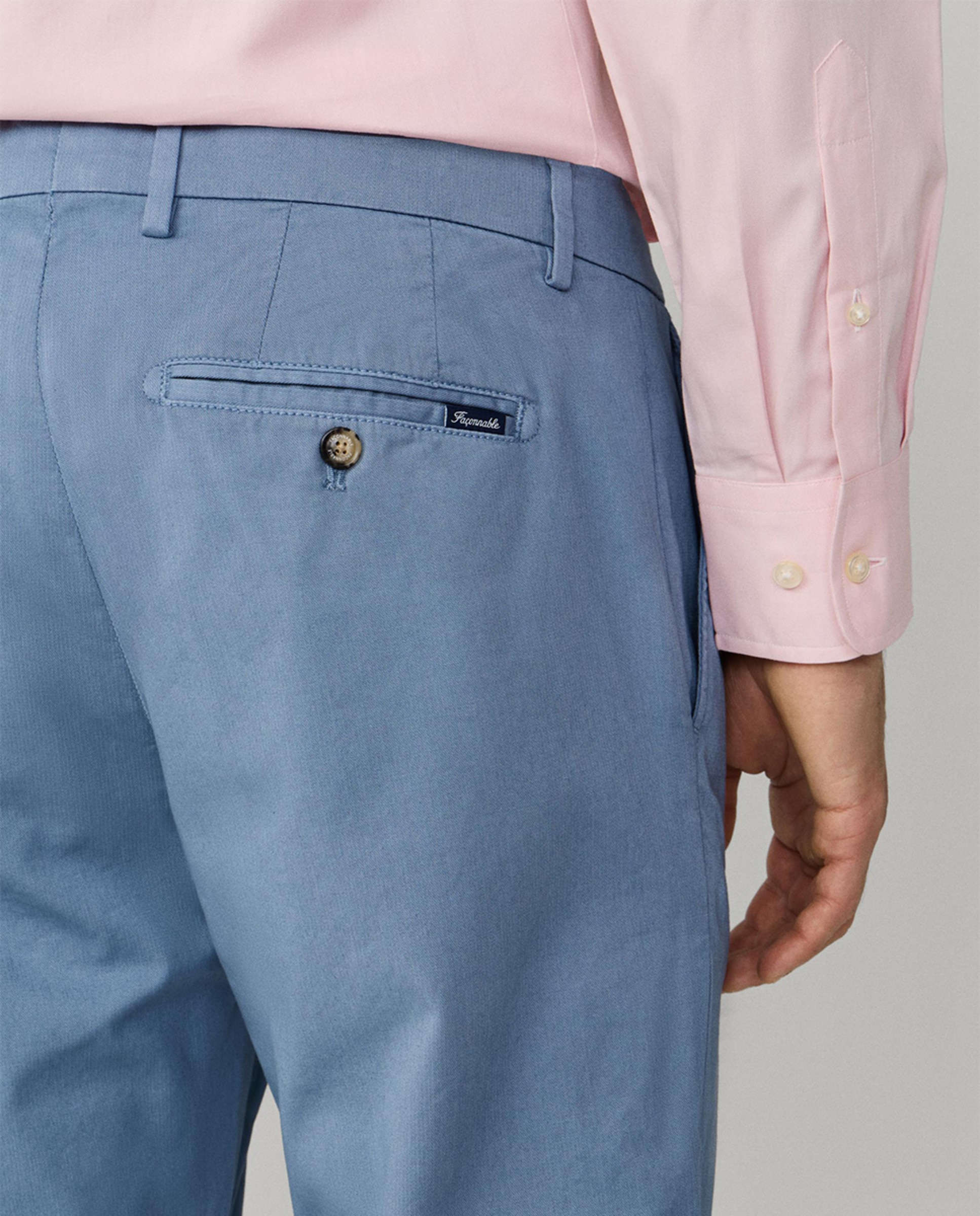 Imagen 5 de Pantalón chino de hombre de algodón texturizado regular fit - Façonnable - Azul Azul