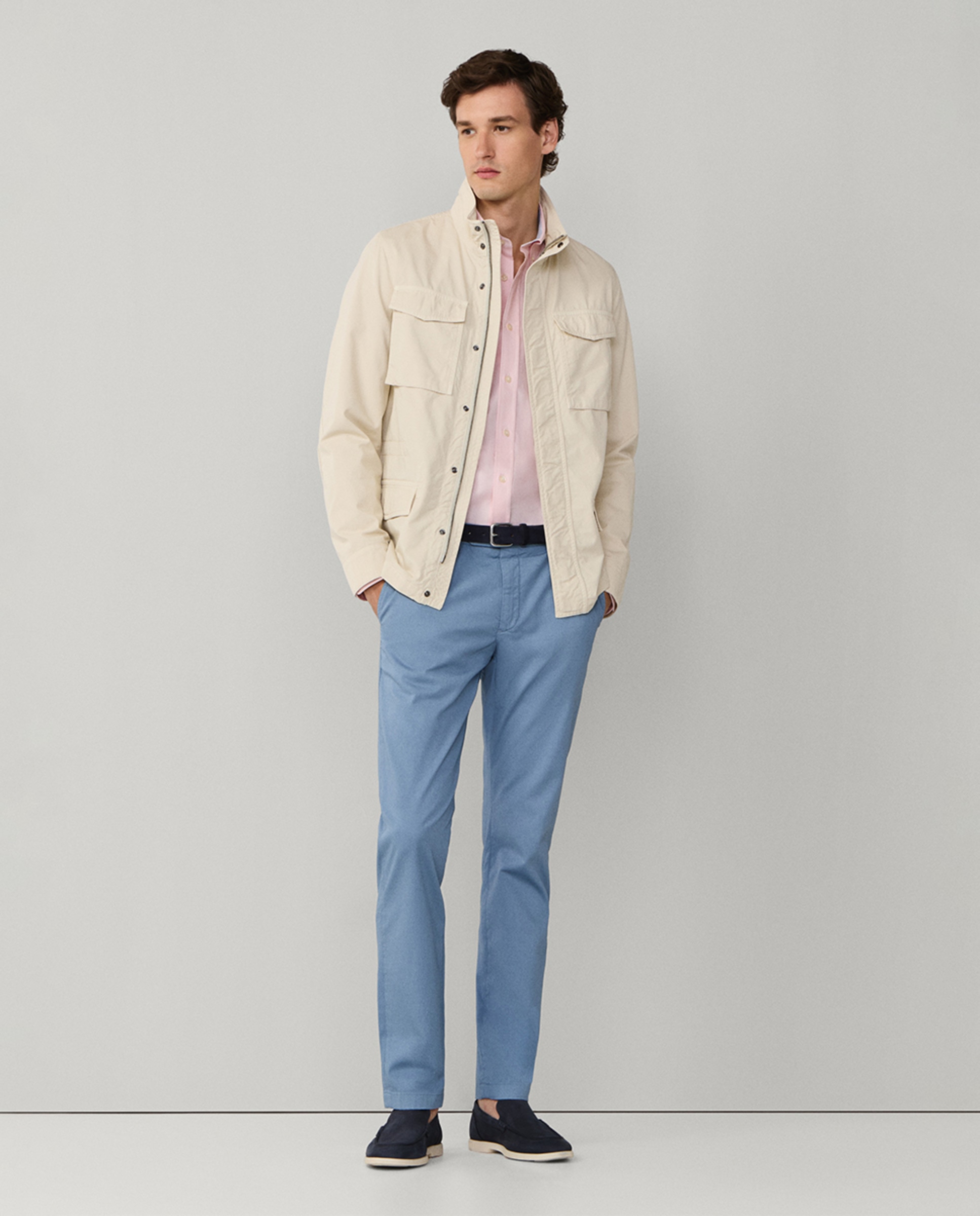 Imagen 9 de Pantalón chino de hombre de algodón texturizado regular fit - Façonnable - Azul Azul