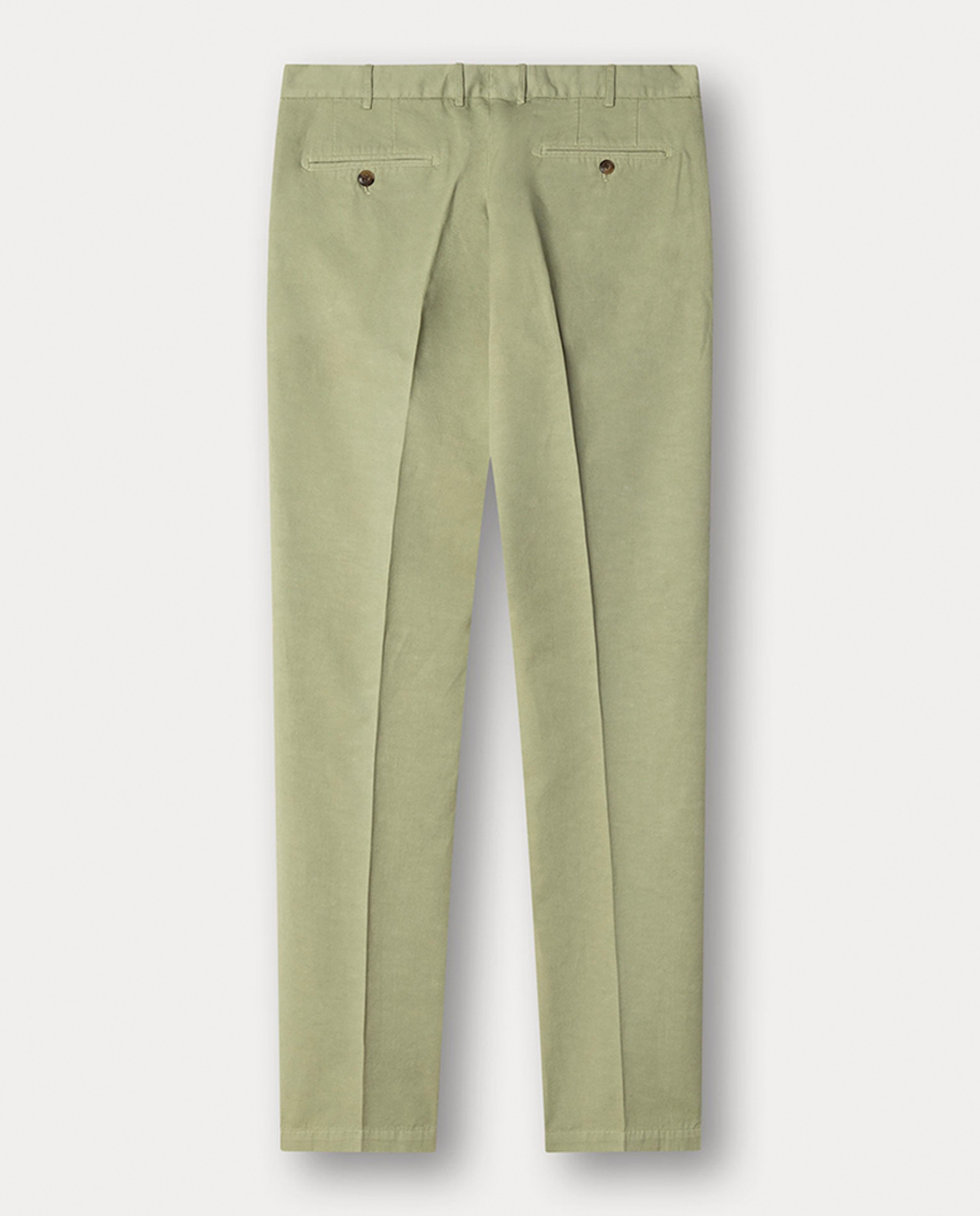 Calças Chino de Algodão e Linho Regular Fit Verde-2