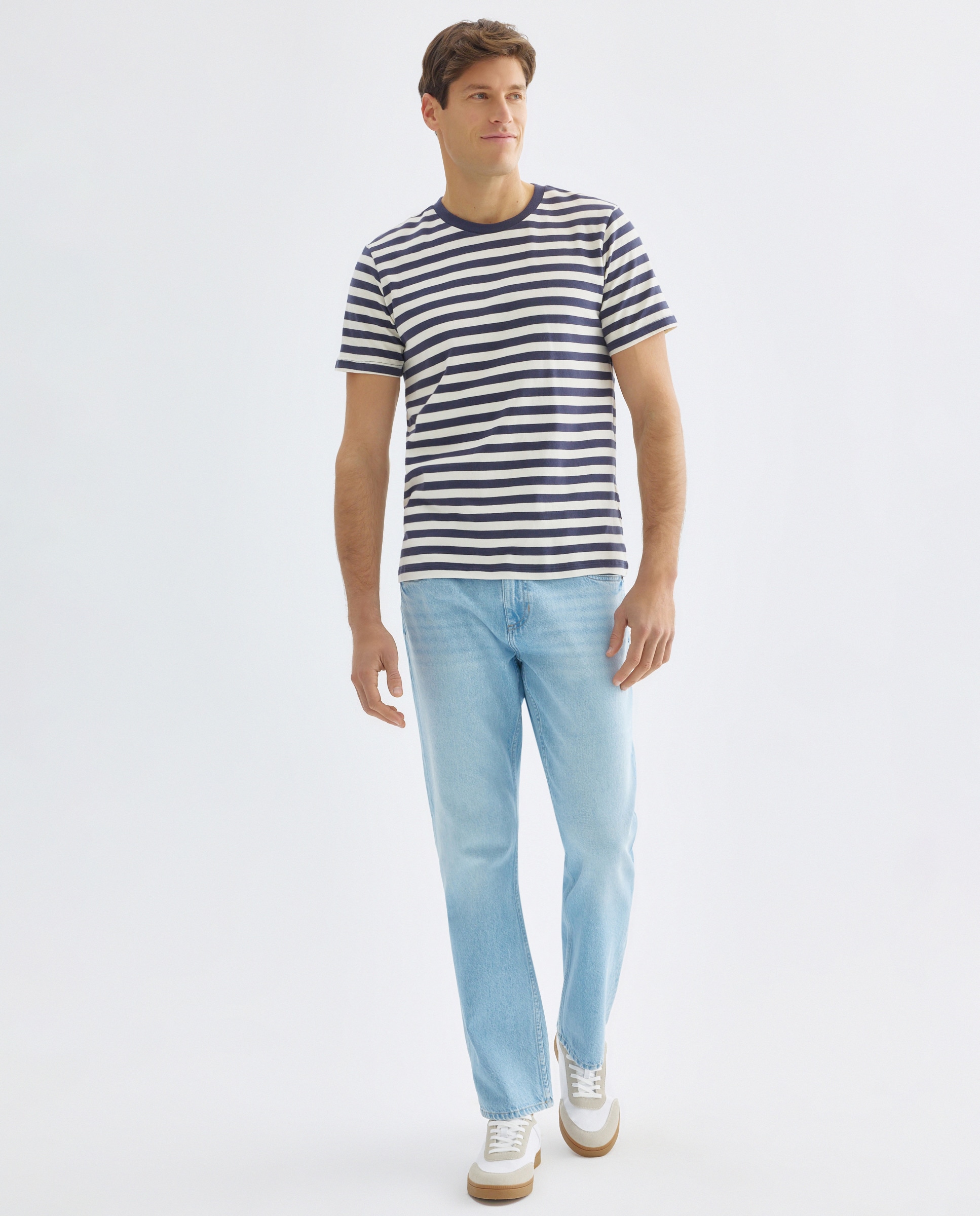 Camiseta de hombre manga corta rayas Azul marino-2