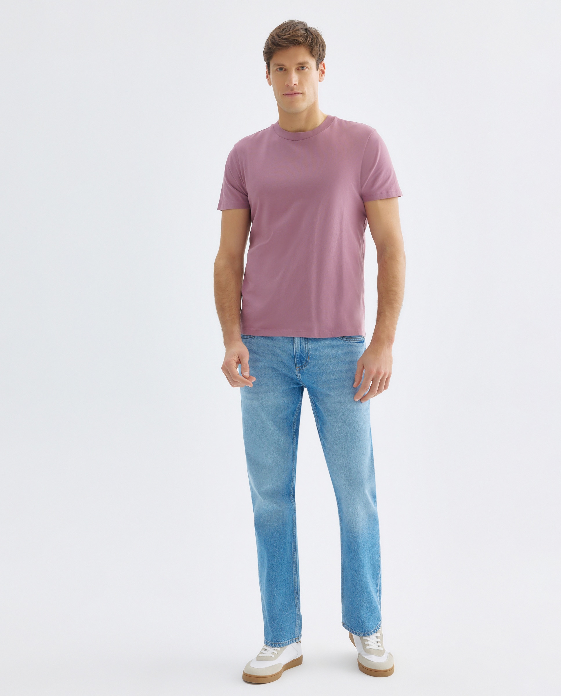Camiseta de hombre manga corta cuello caja lisa 282 Malva-2