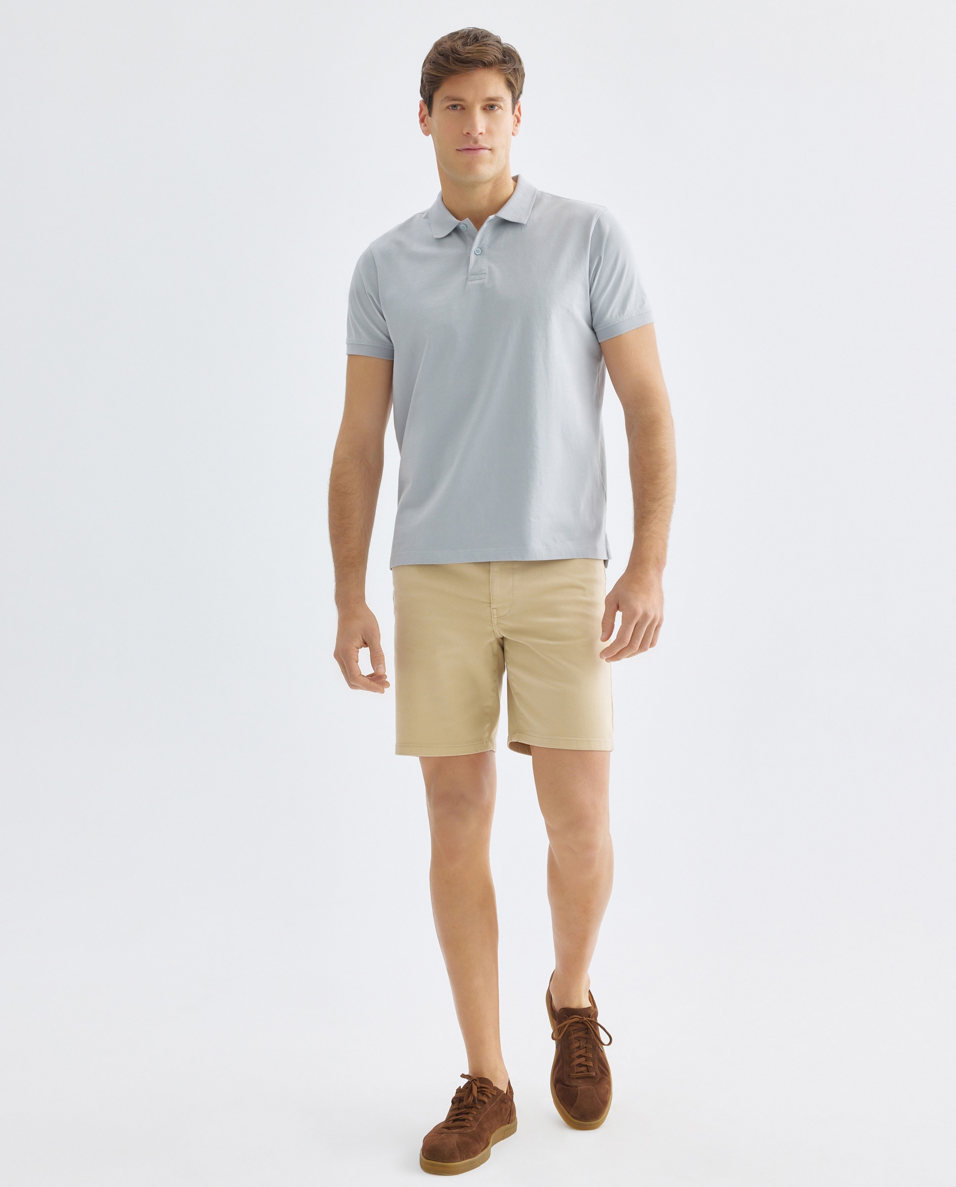 Polo manga corta jersey lavado 410 Azul claro-2
