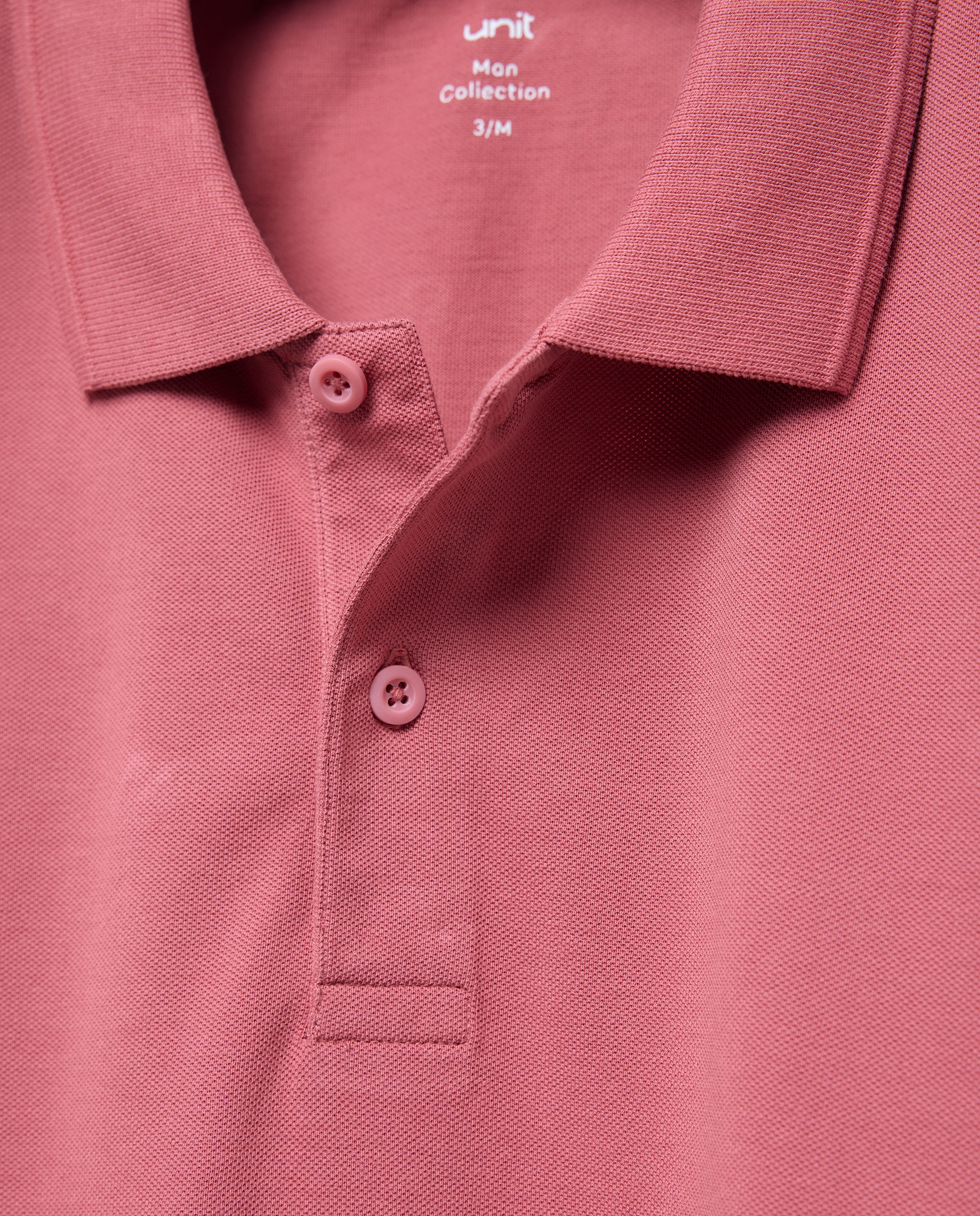 Polo manga corta piqué lavado 230 Rosa oscuro-5