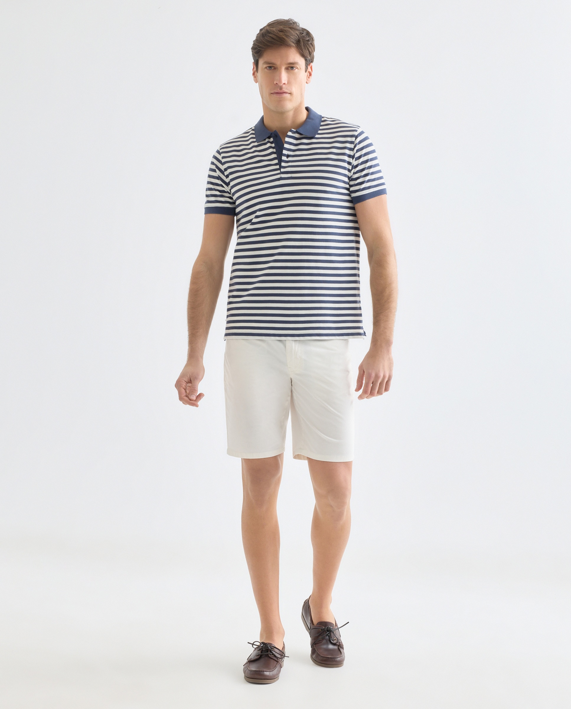 Polo de hombre manga corta raya fina Azul marino-2