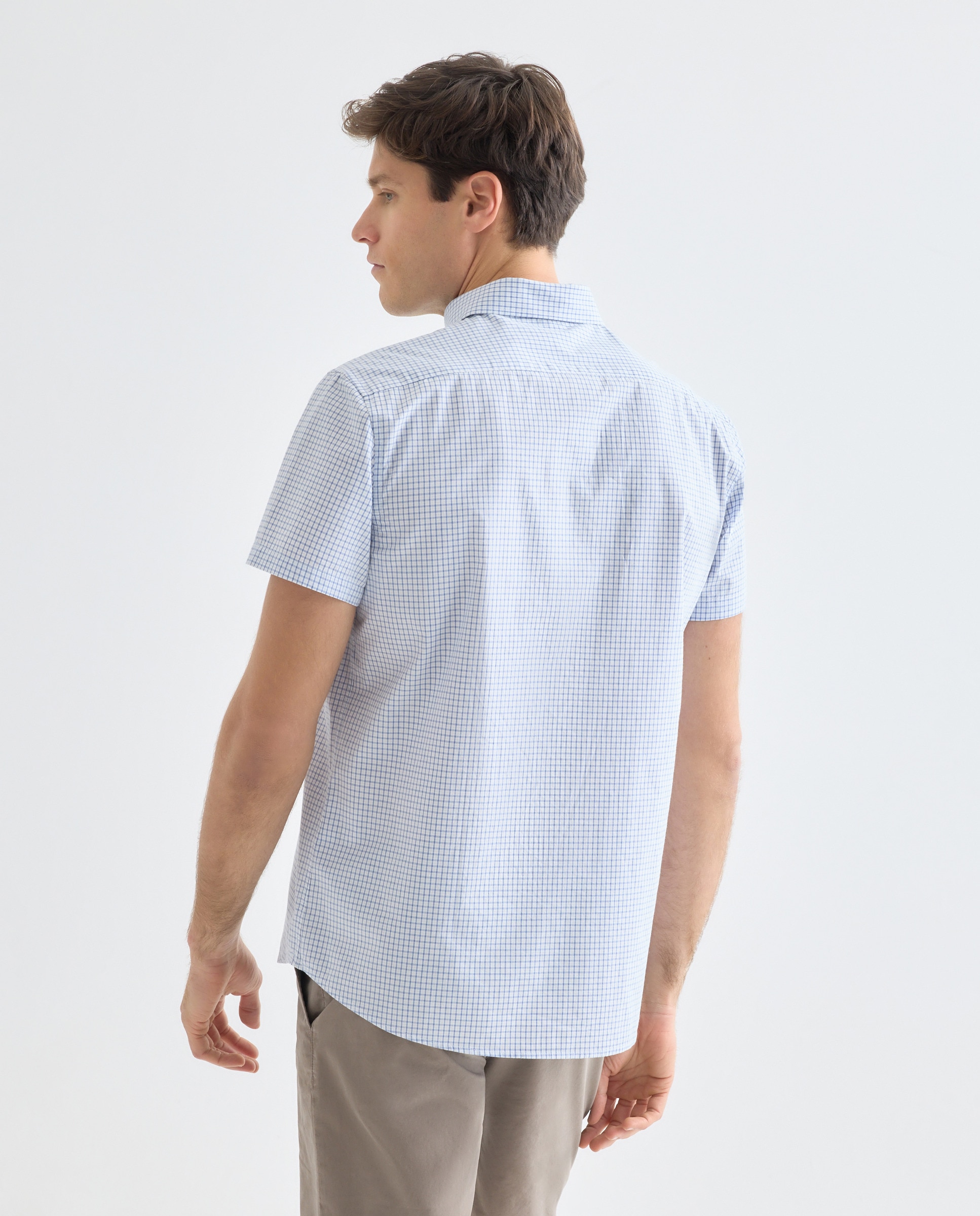 Camisa sport manga corta hombre popelín 430 Azul oscuro-3