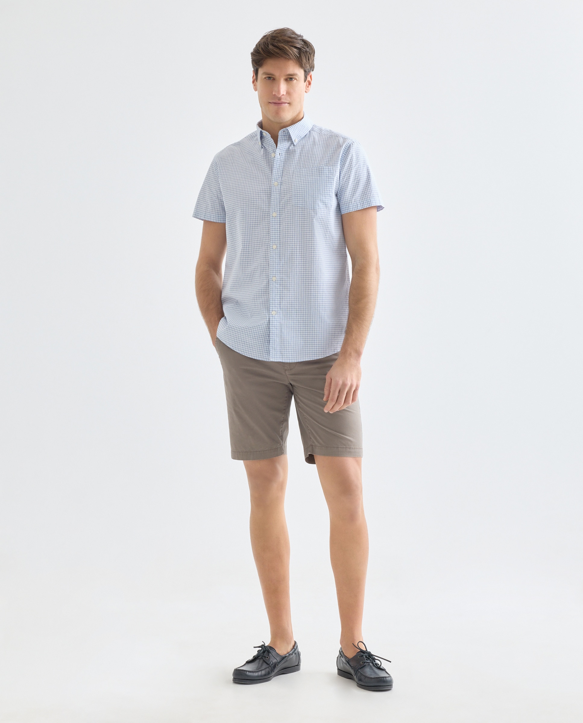 Camisa sport manga corta hombre popelín 430 Azul oscuro-2