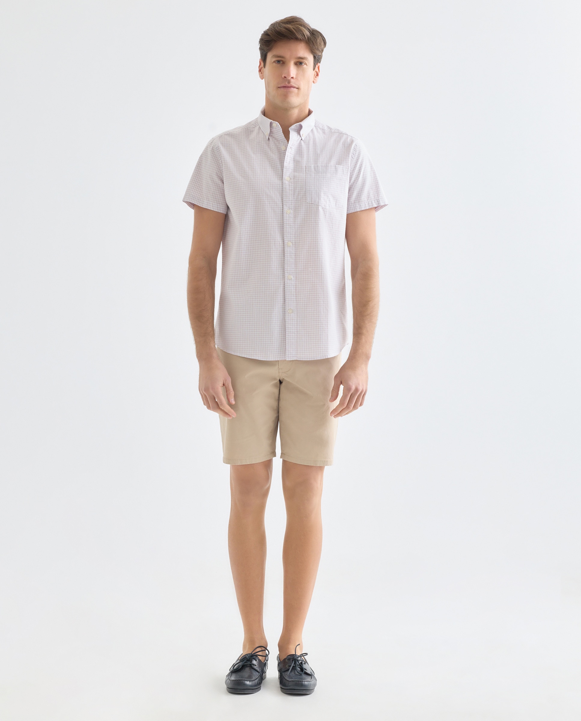 Camisa sport manga corta hombre popelín 220 Rosa palo-2