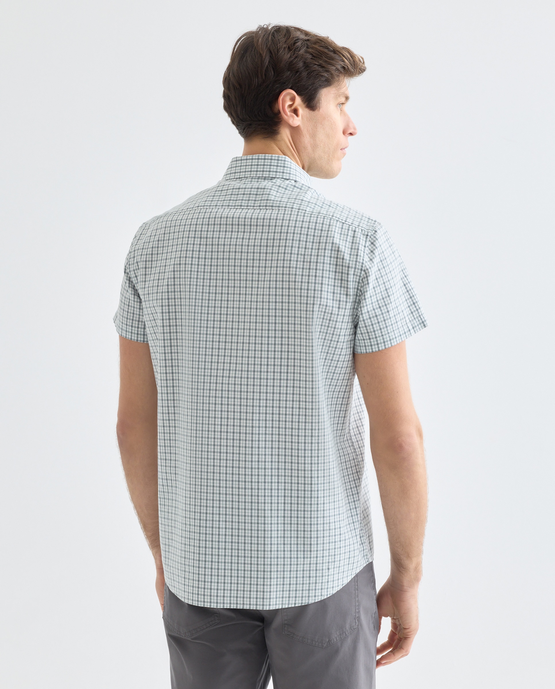 Camisa sport manga corta hombre popelín 510 Verde claro-3