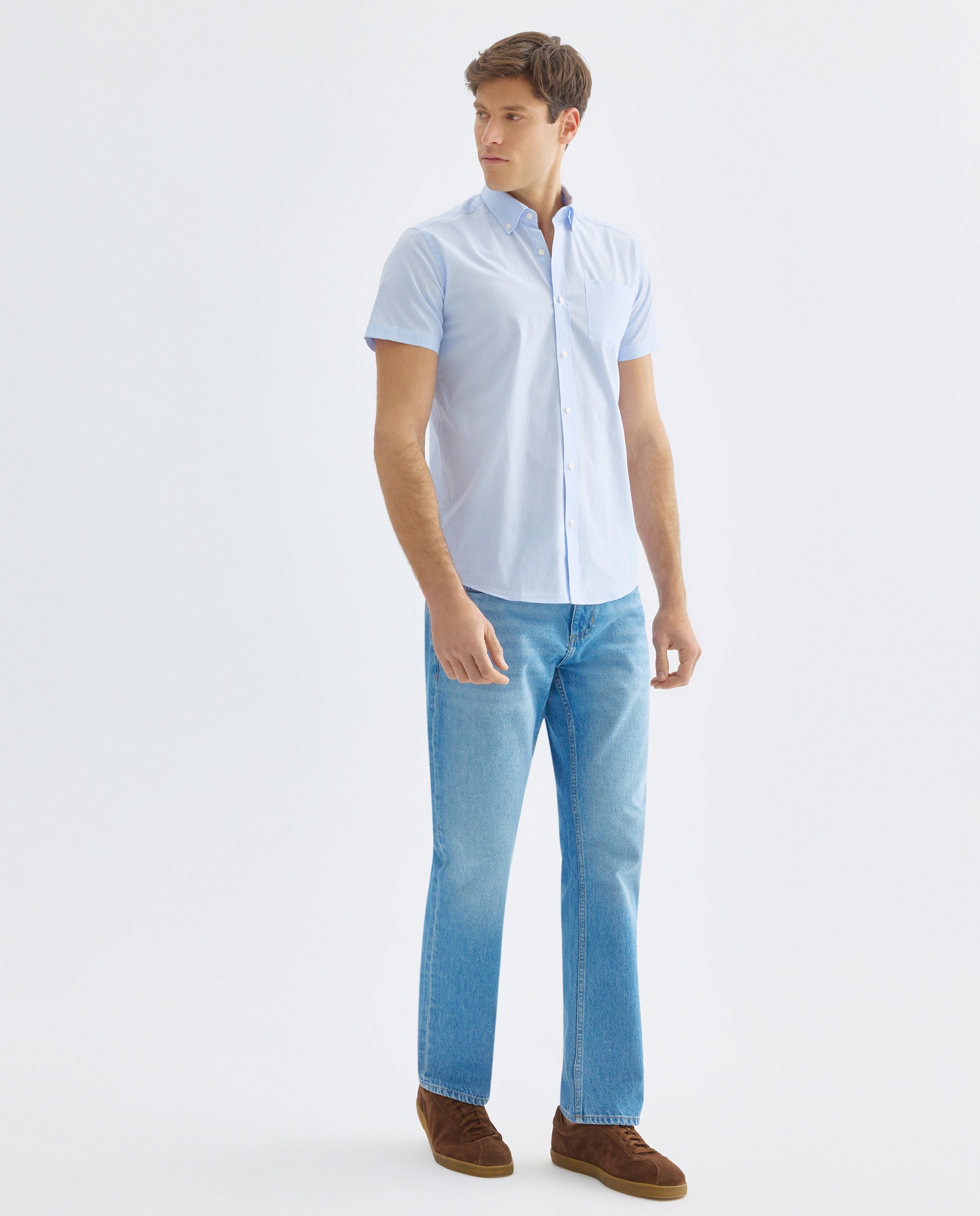 Camisa sport manga corta hombre fácil plancha 410 Azul claro-2