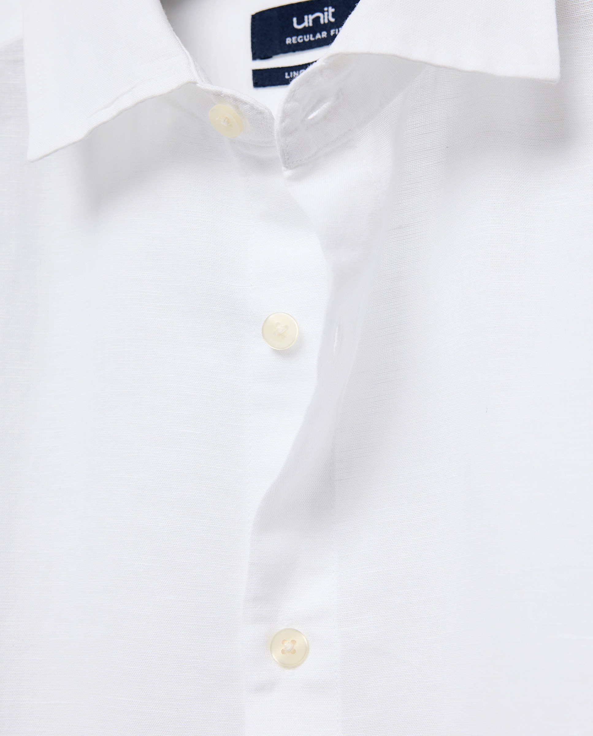 Camisa sport manga corta hombre con lino Blanco-5