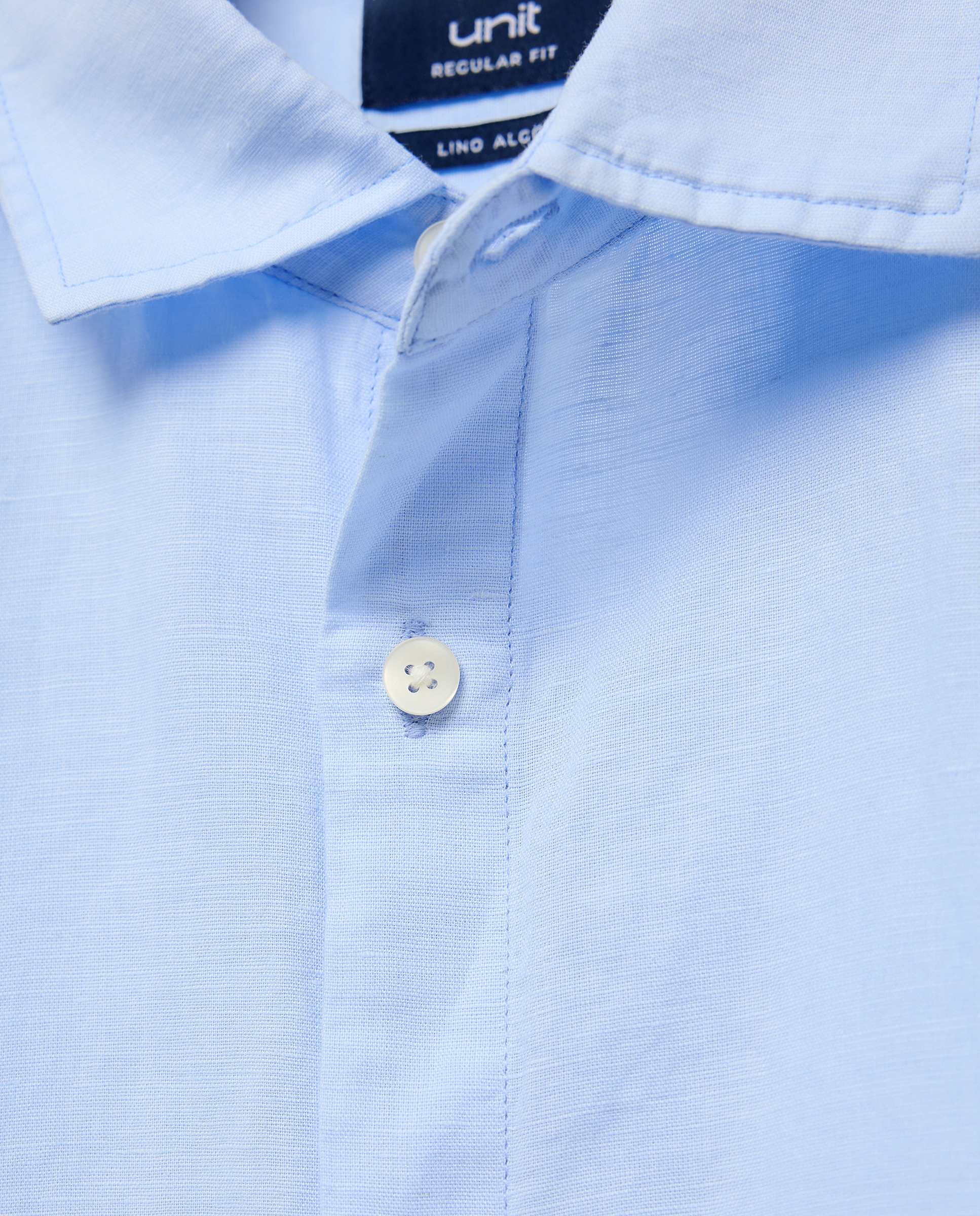 Camisa sport manga corta hombre con lino 410 Azul claro-5