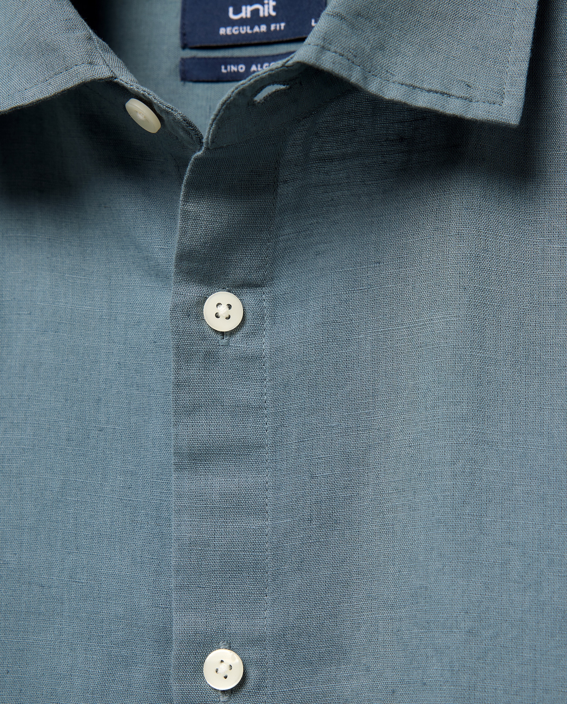 Camisa sport manga corta hombre con lino 400 Azul-6
