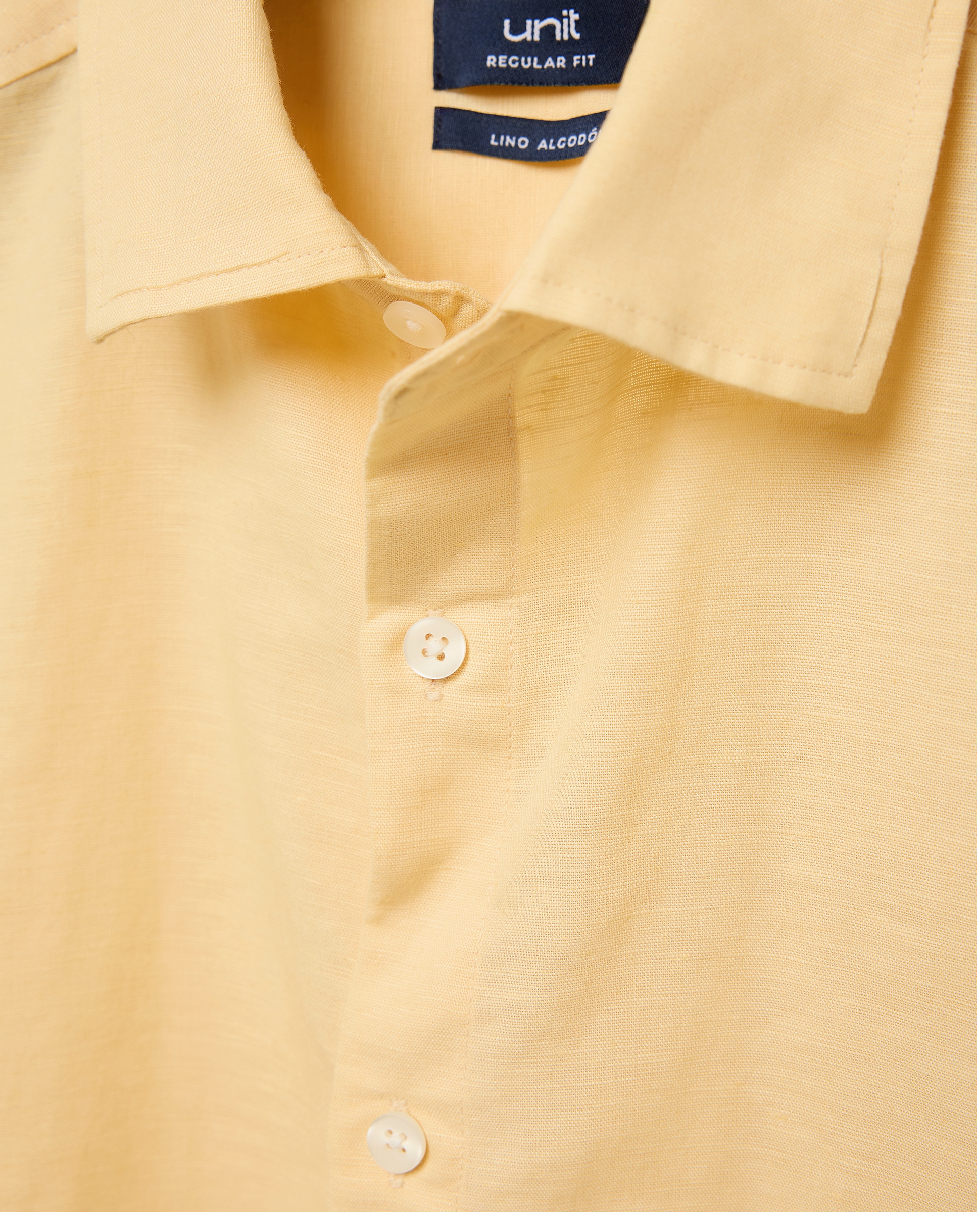 Camisa sport manga corta hombre con lino 310 Amarillo claro-5