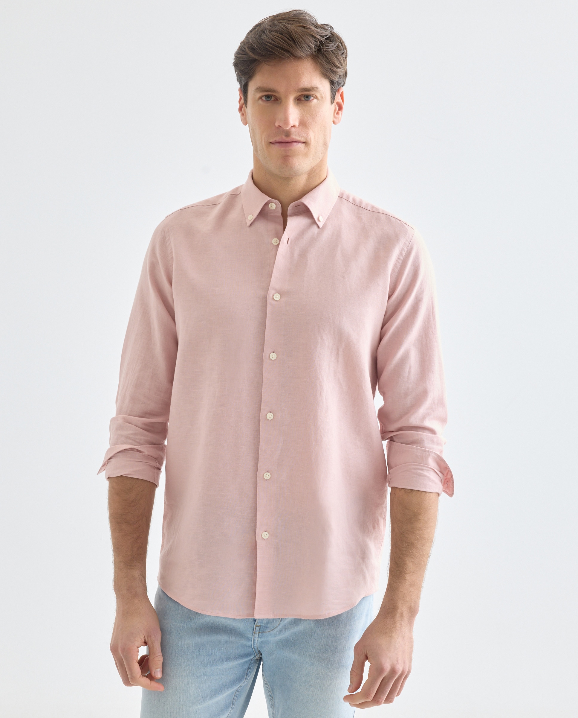 Imagen 0 de Camisa sport hombre lino y algodon lisa