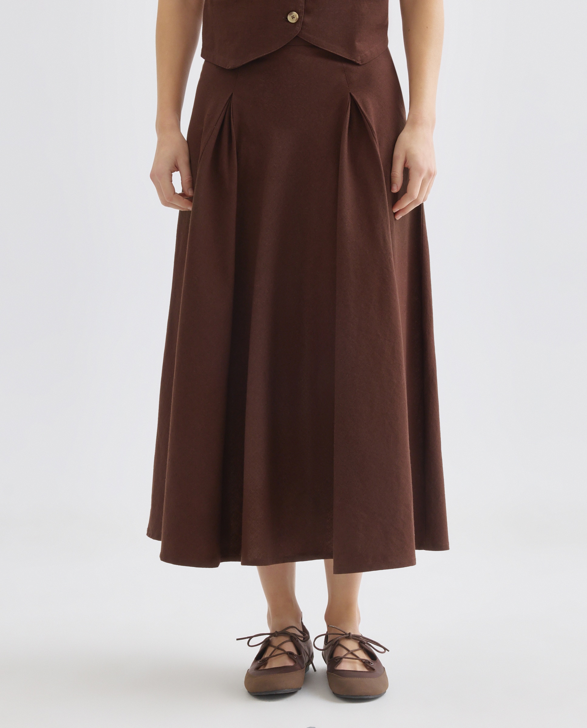 Falda de mujer con quillas total look Chocolate-2
