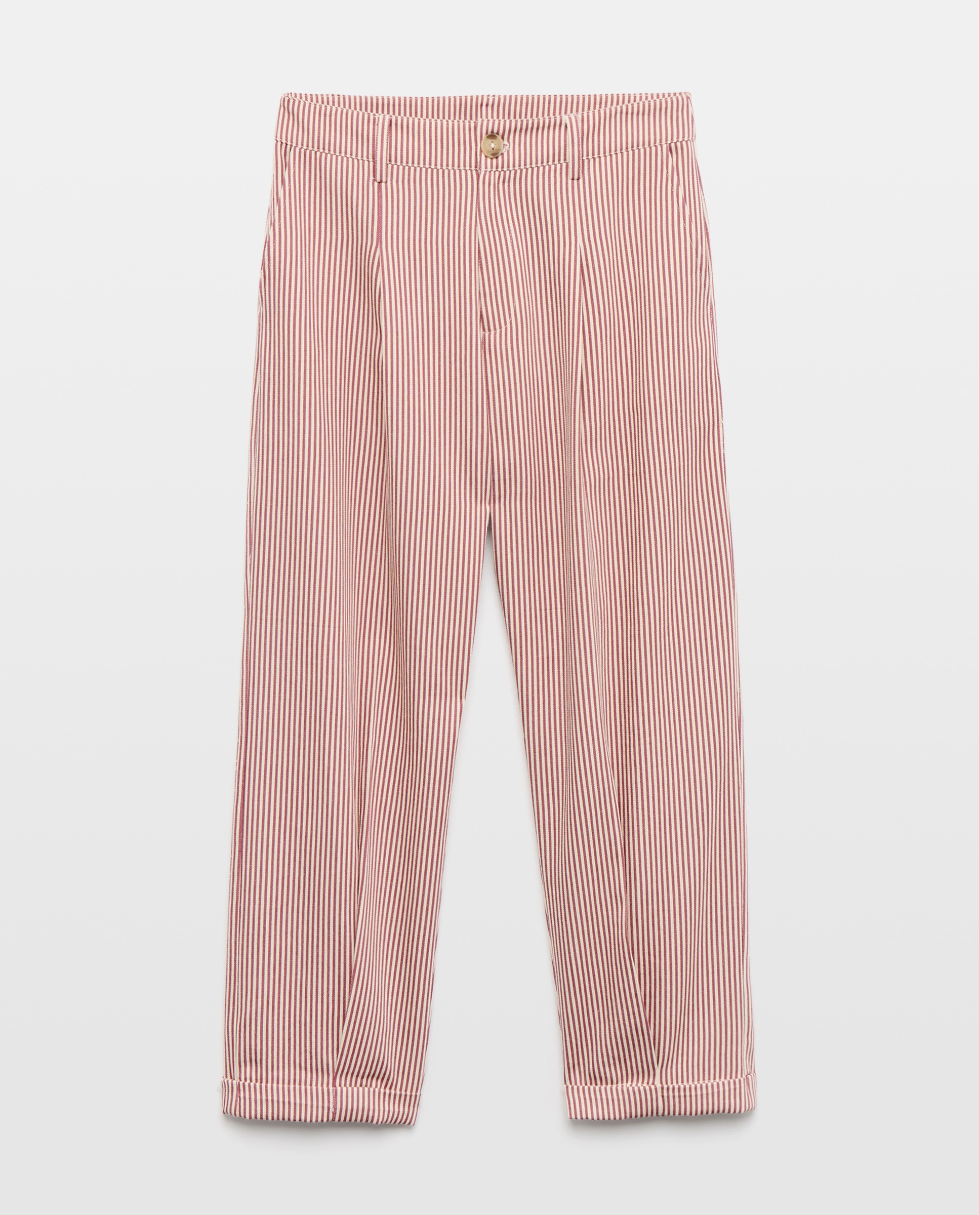 Pantalón de mujer pinzas de rayas Rojo-4