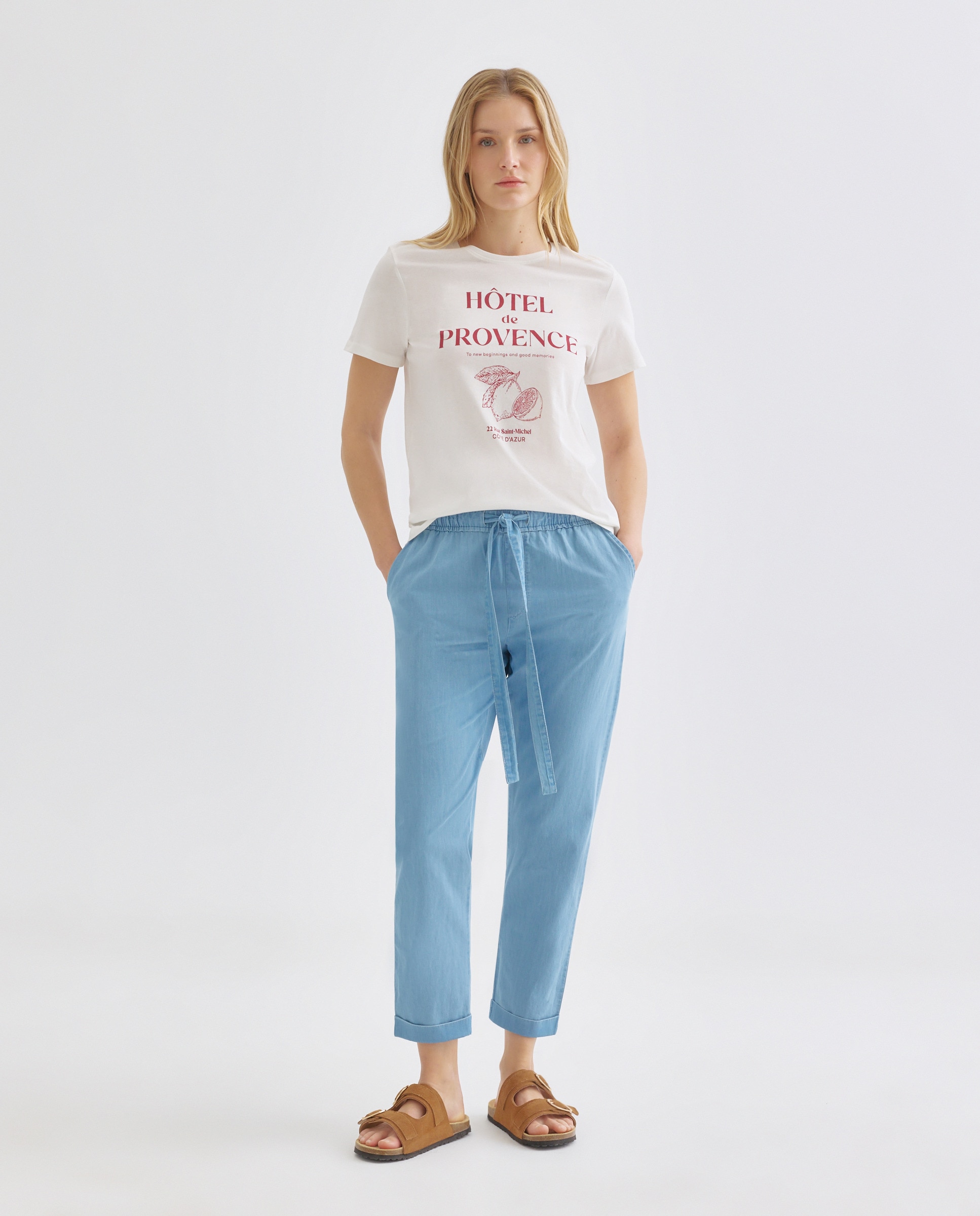 Camiseta estampada de mujer cuello caja Multicolor-2