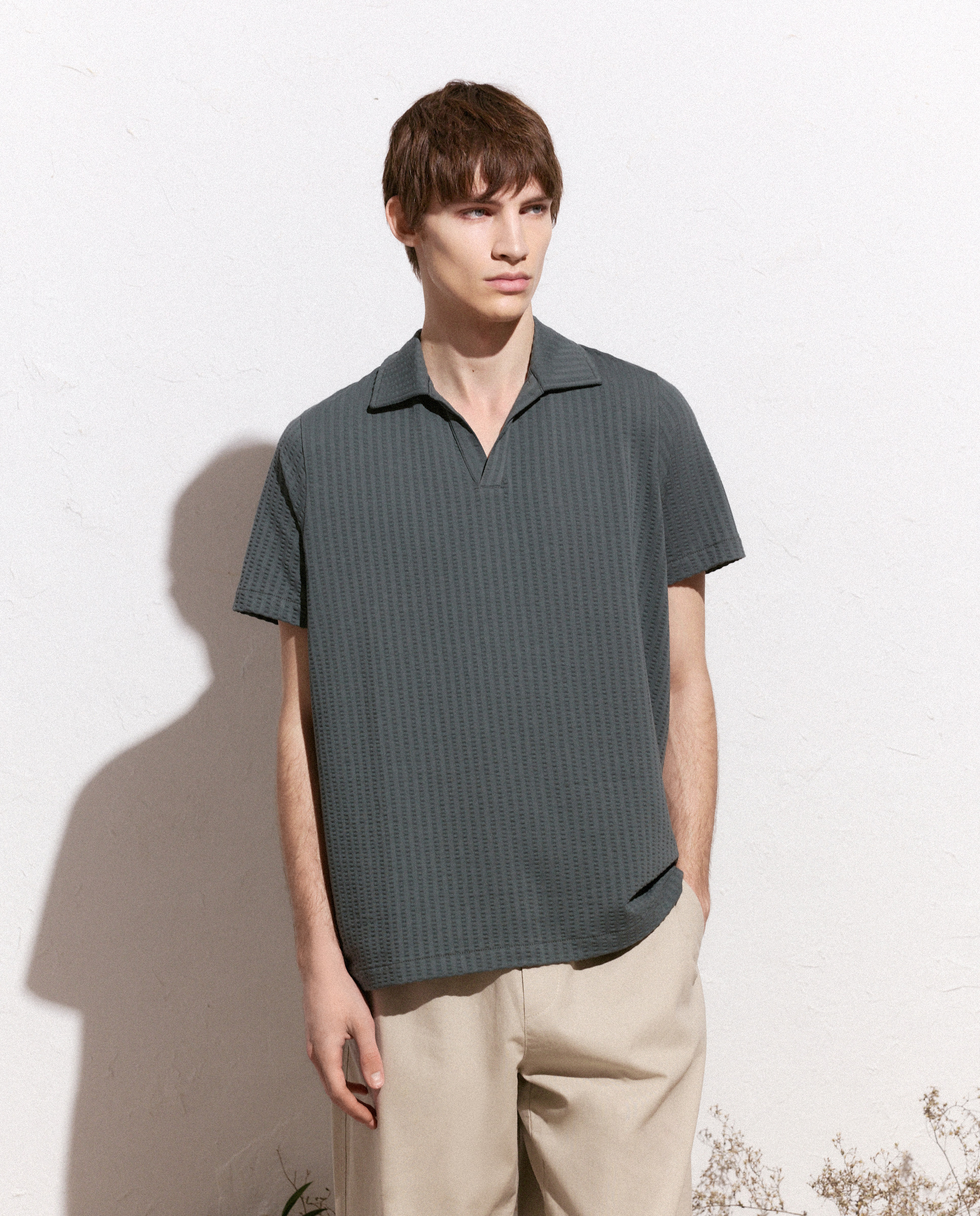 Imagem 0 de Polo em Seersucker com Manga Curta