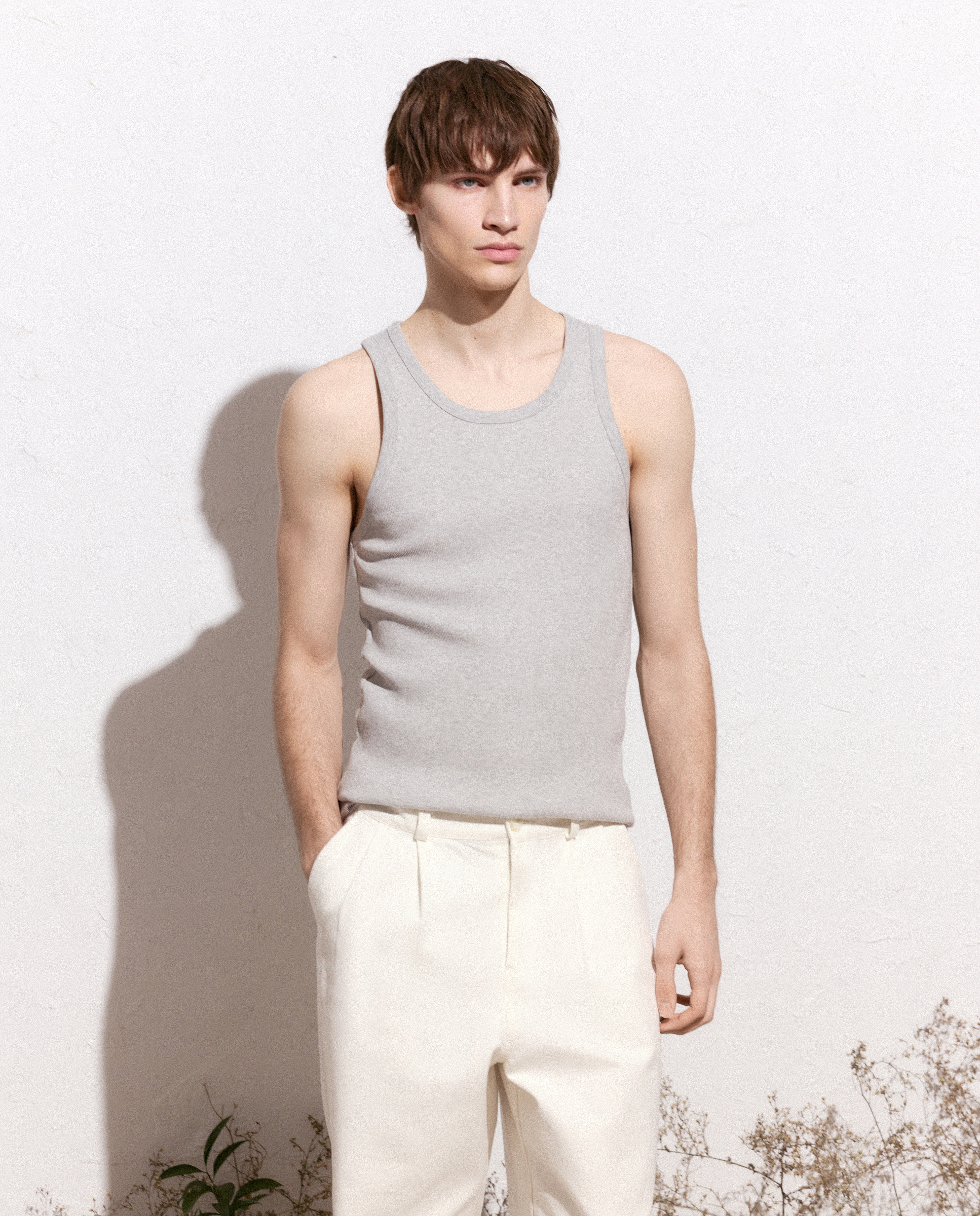 T-shirt Tank Top Cinzento-claro-1