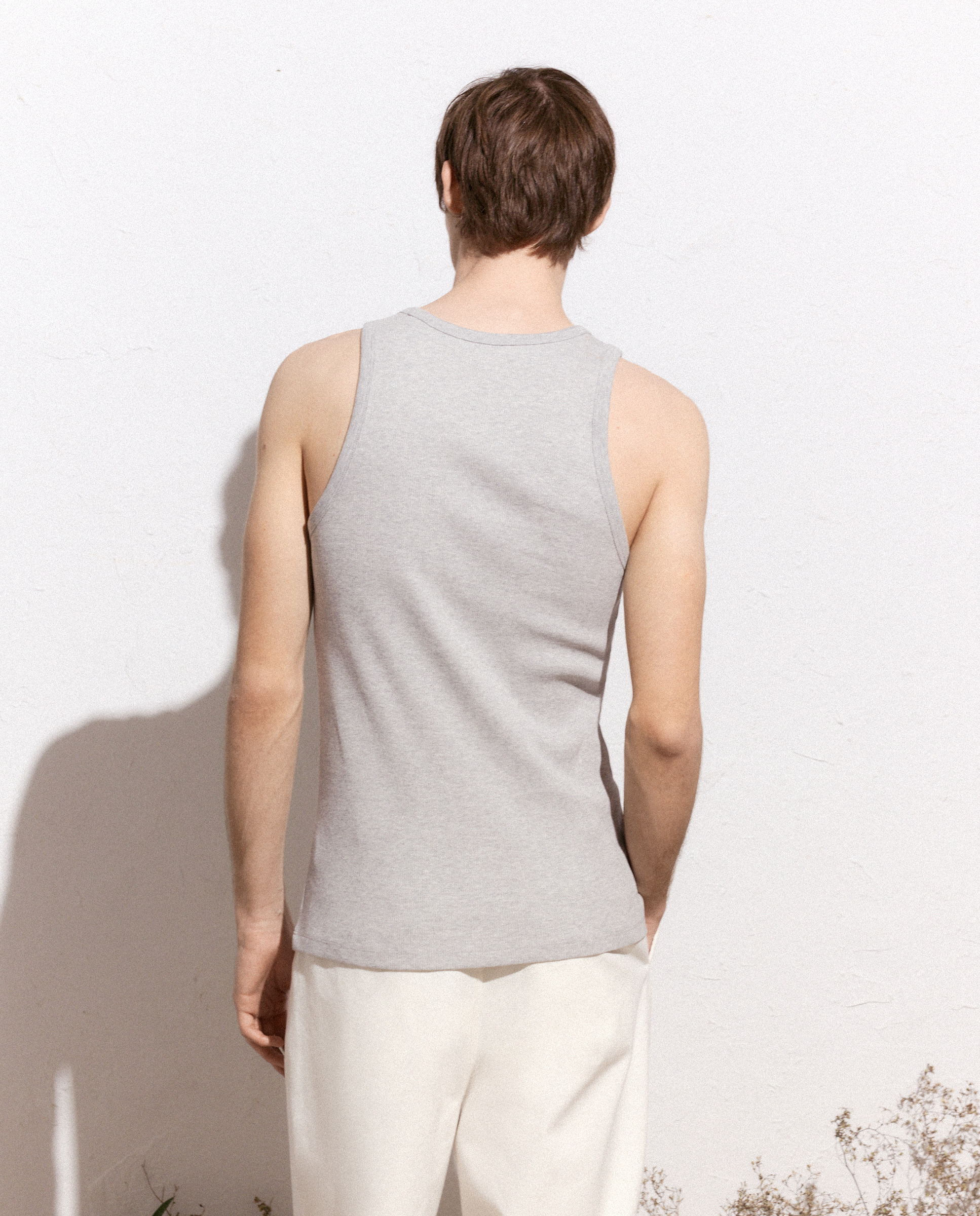 T-shirt Tank Top Cinzento-claro-3