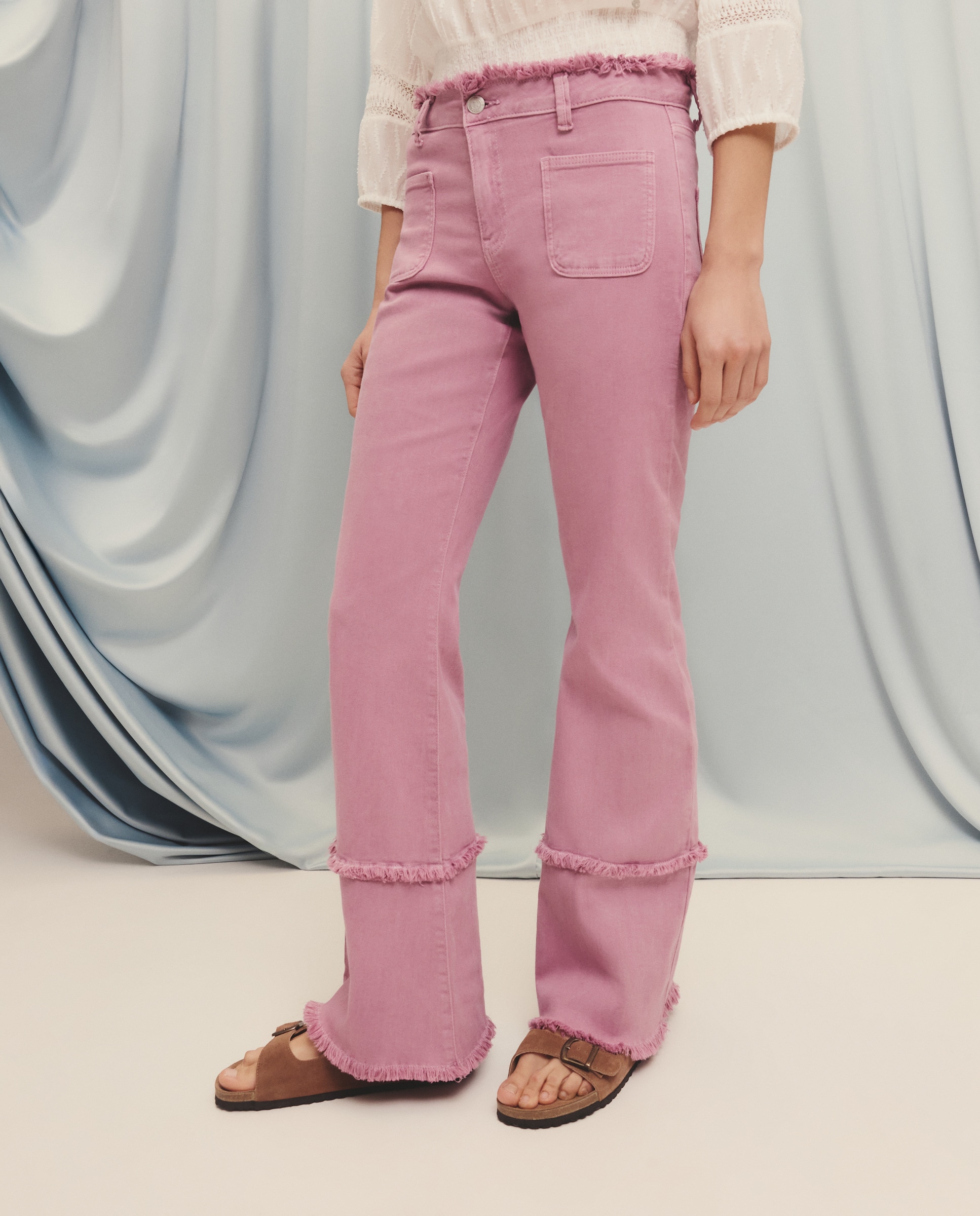 Calças à Boca de Sino Lisas 283 Lavanda-2