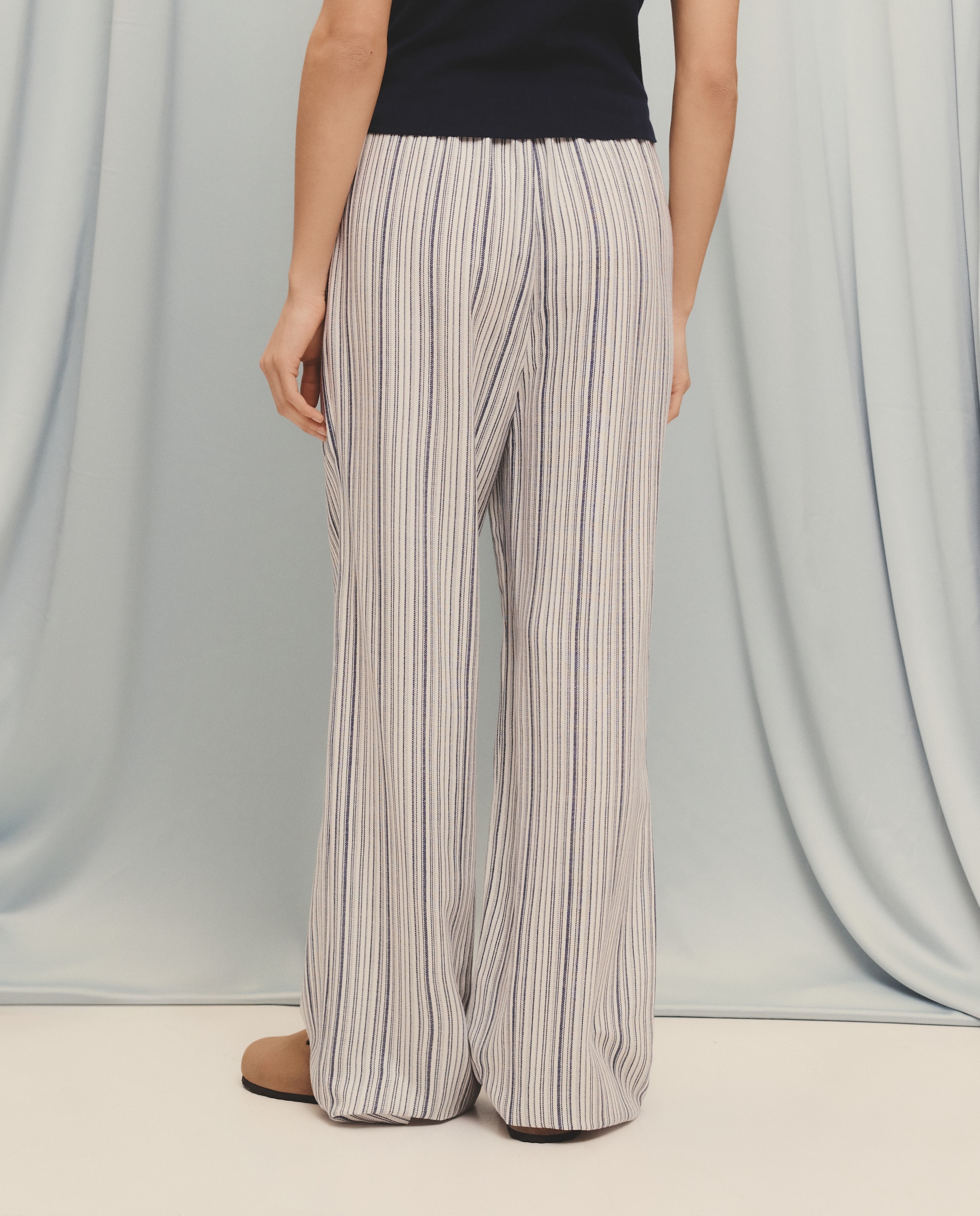 Calças Largas com Cordão Azul pálido-3