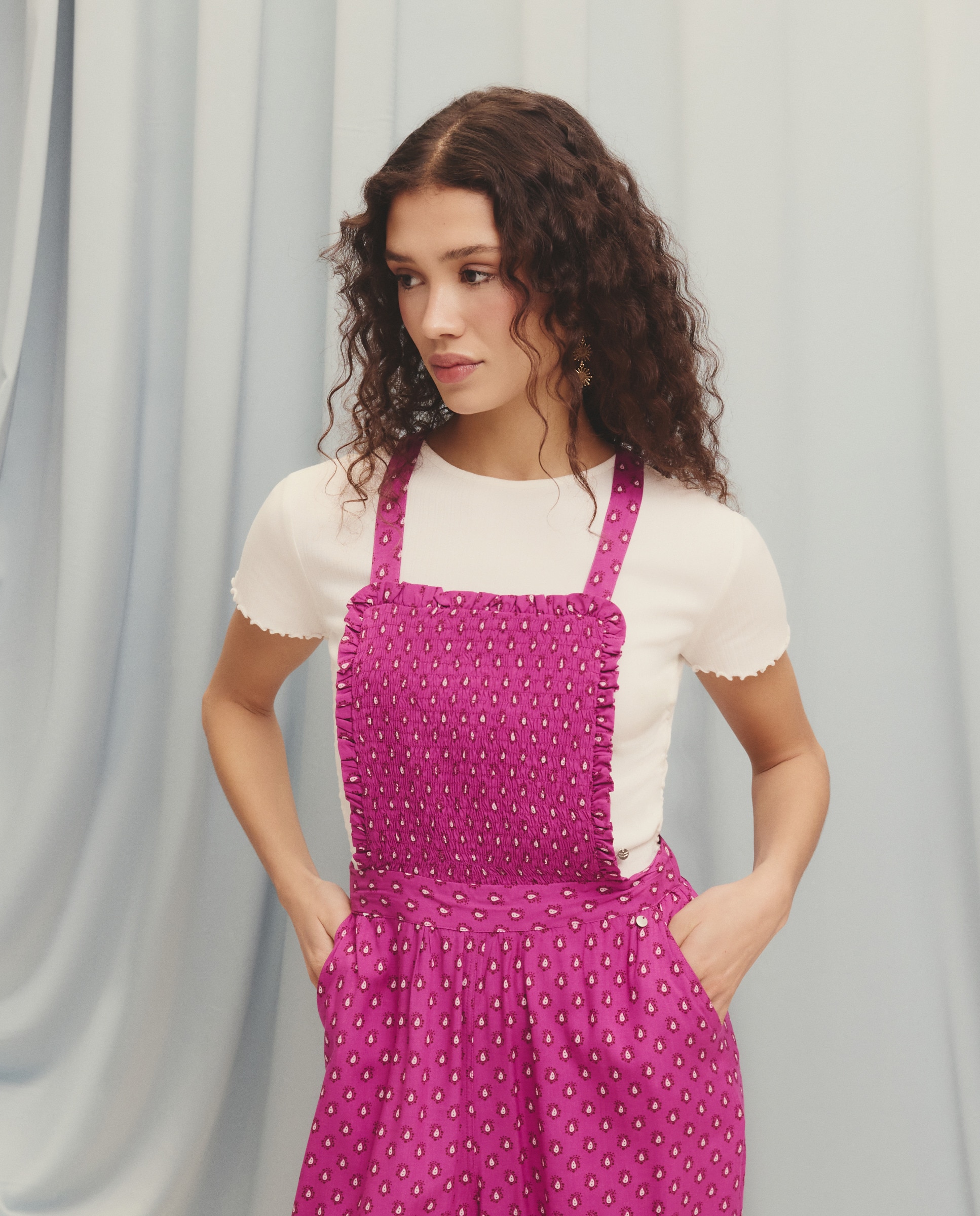 Jardineiras com Estampado de Favos de Mel 282 Malva-2