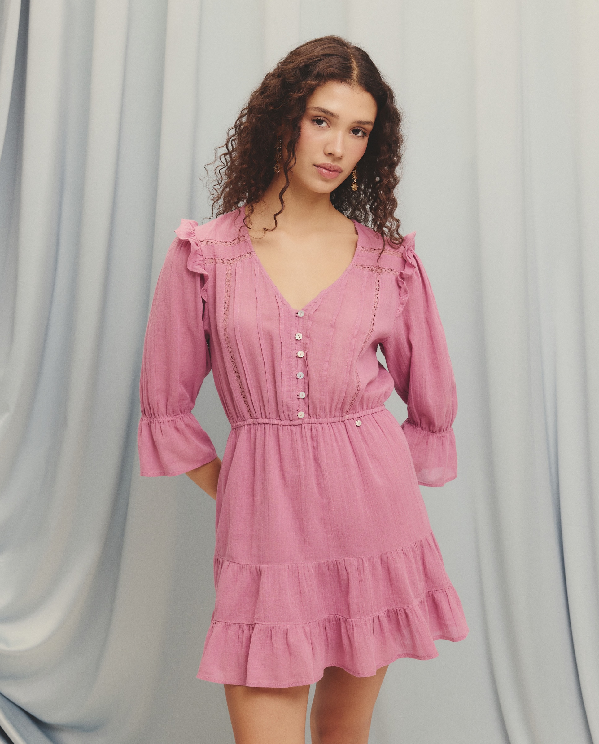 Vestido curto com botões 283 Lavanda-2