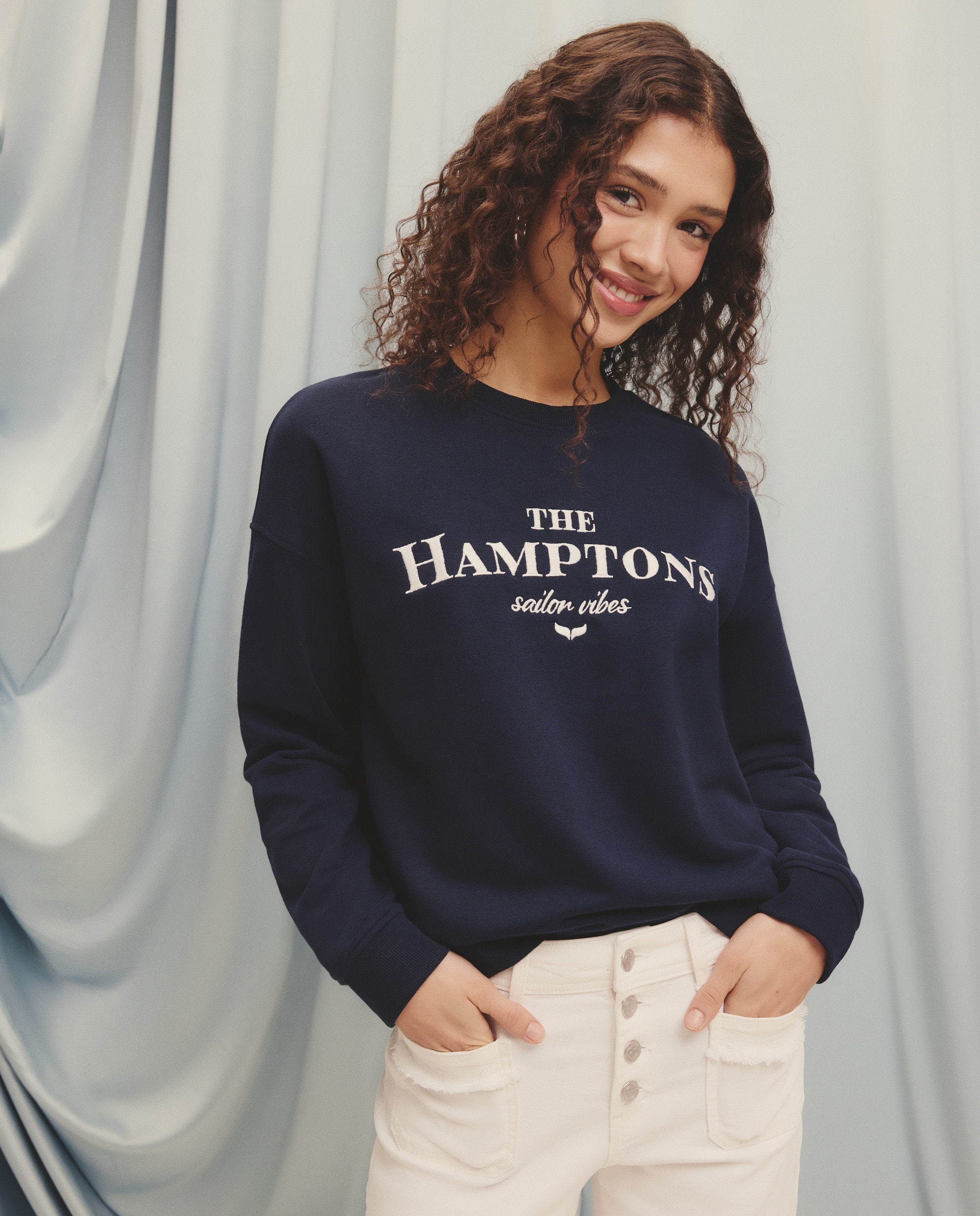 Sweatshirt com Bordado Hamptons Azul-marinho-2