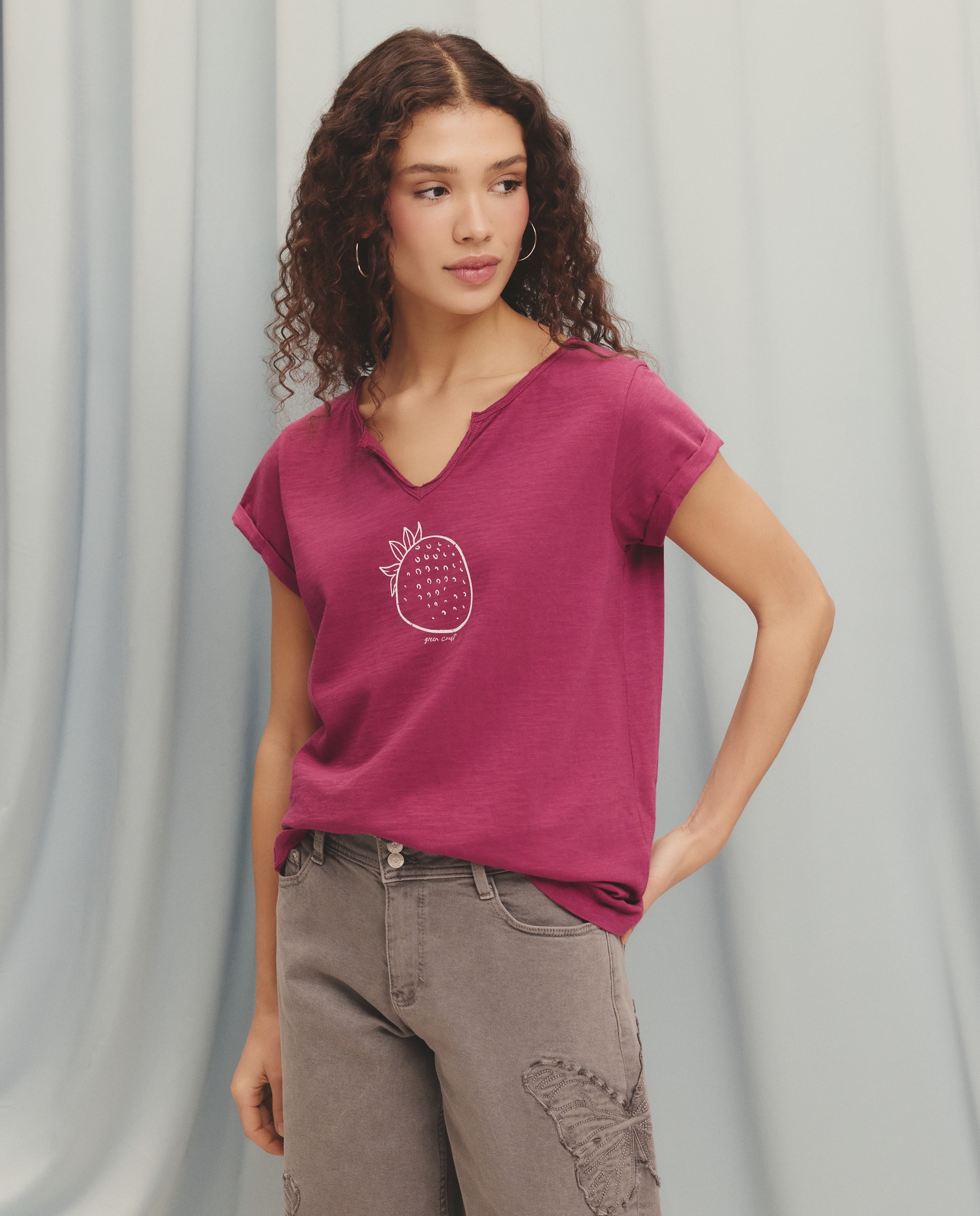 T-shirt Lisa de Manga Curta Buganvília-1