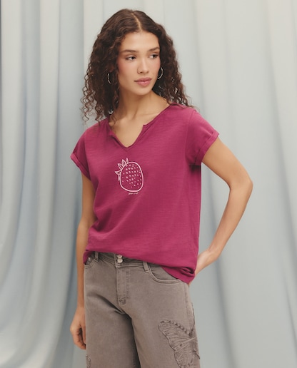 Imagen 0 de Camiseta lisa de manga corta de mujer