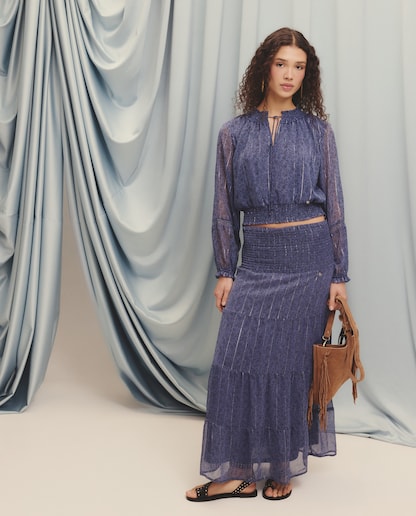 Imagen 0 de Falda lisa de chifón de mujer