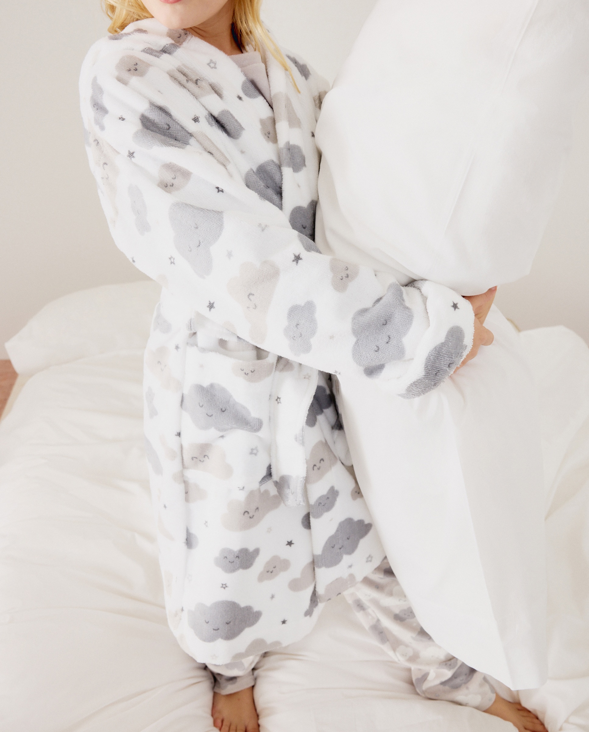 Roupão de Banho Estampado Branco-2