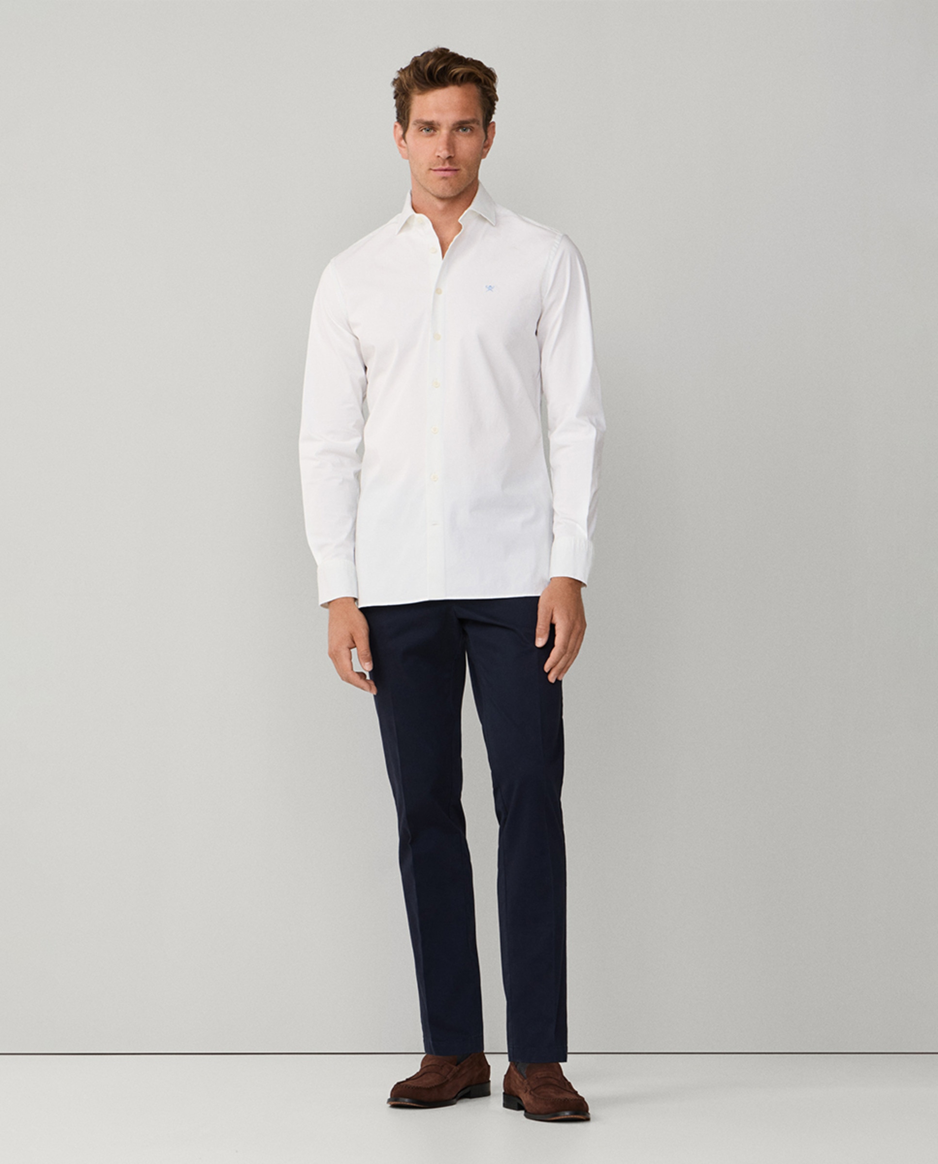 Camisa Classic Fit de Popelina com Logótipo Bordado Tamanhos Grandes Branco-9