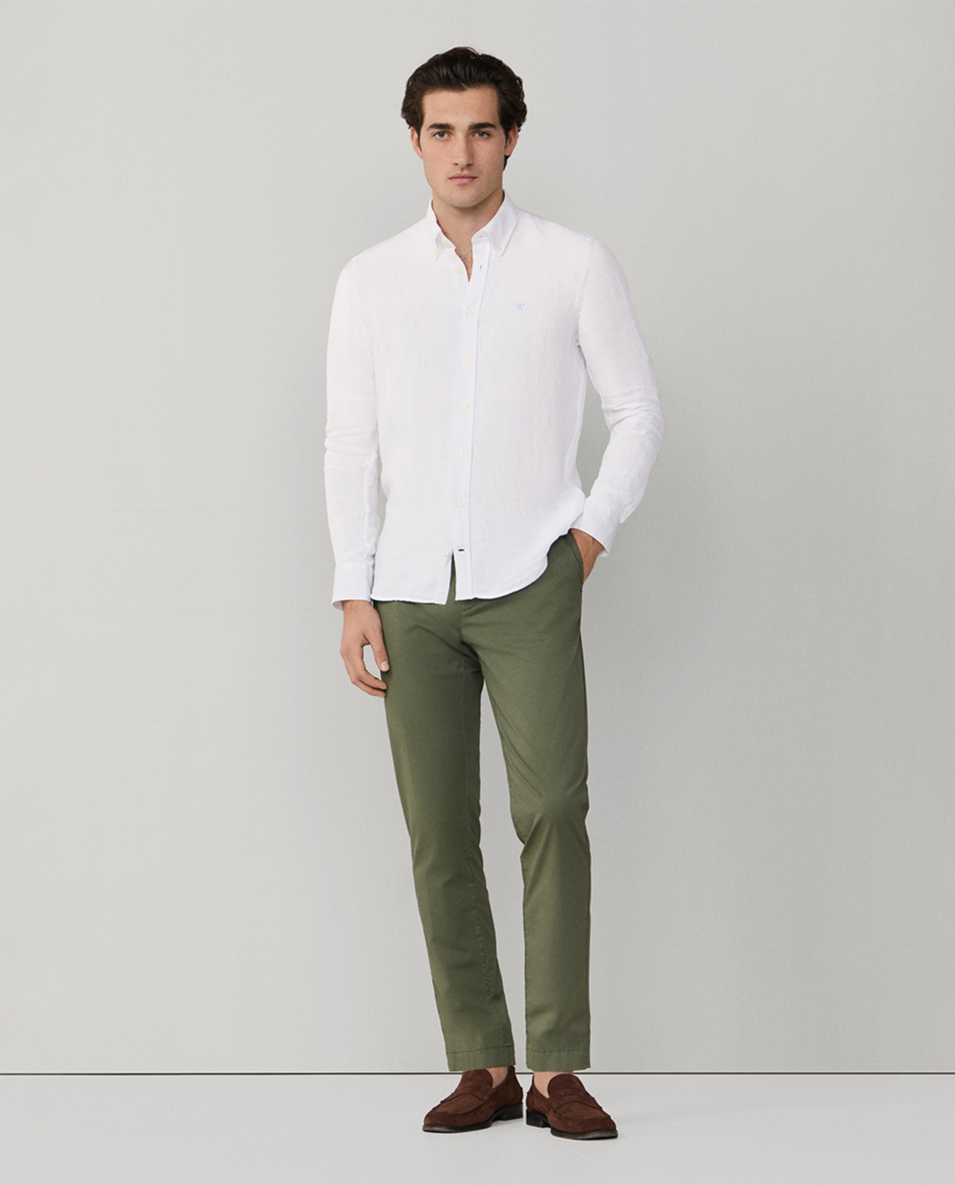 Camisa Classic Fit de Linho Tamanhos Grandes Branco-10
