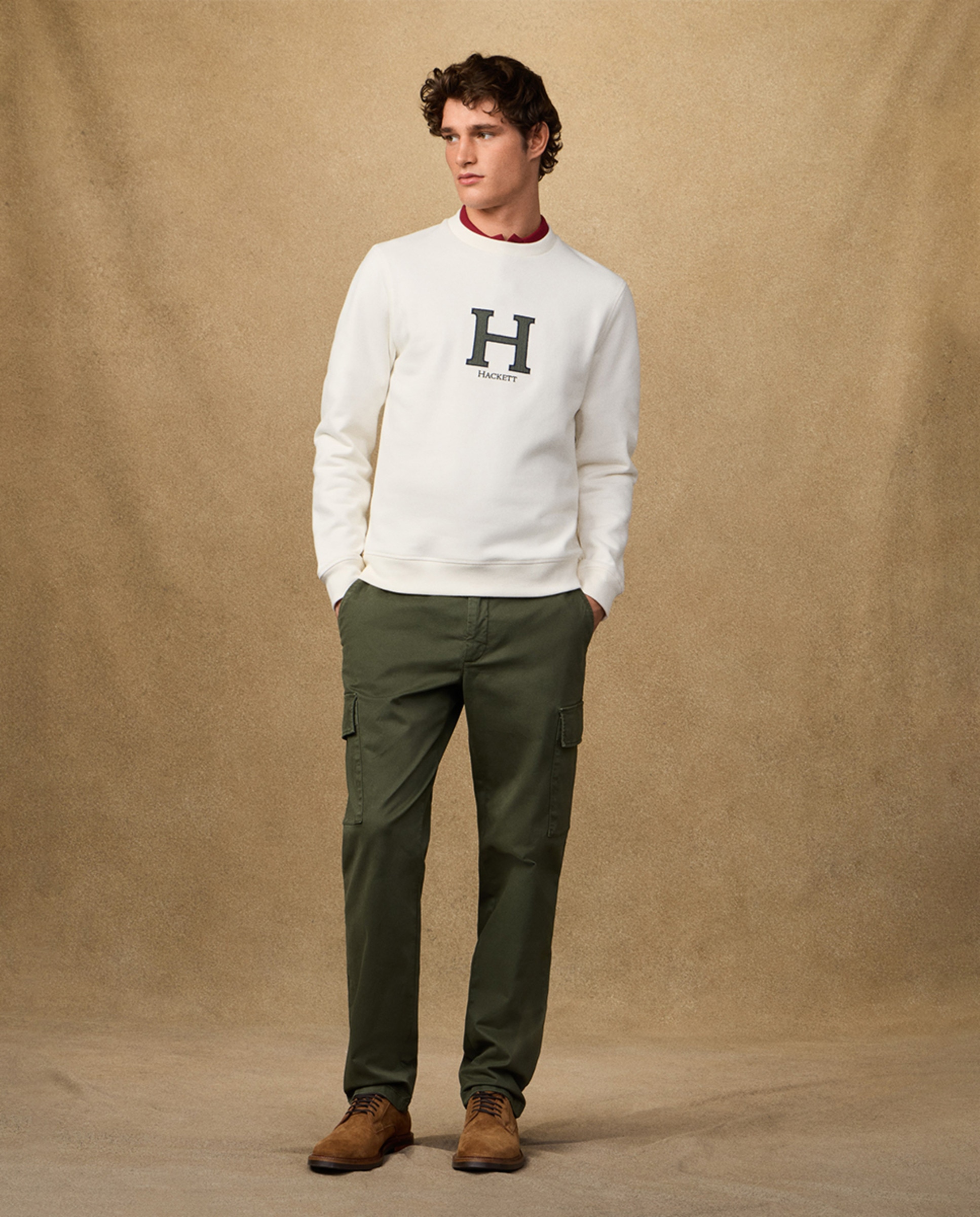 Sweatshirt de Algodão com Logótipo Central Tamanhos Grandes Branco-9