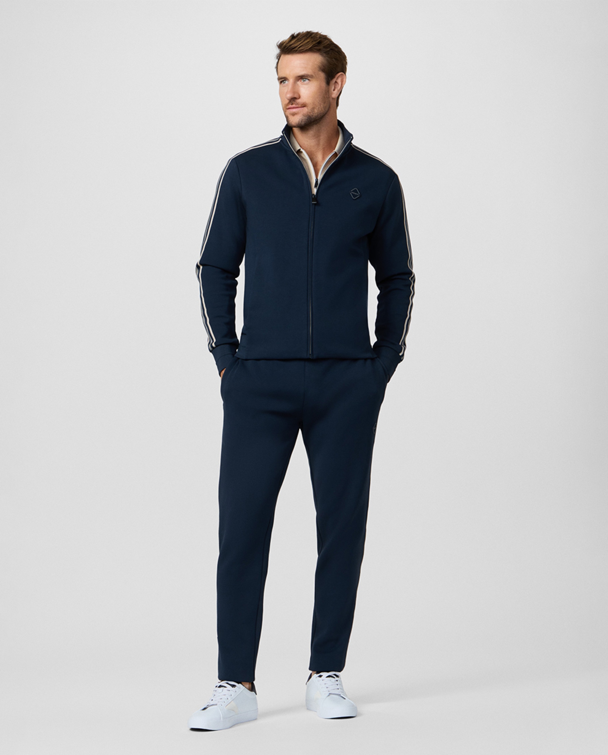 Sweatshirt Tamanhos Grandes com Fecho de Correr e Fitas nos Ombros e Mangas Azul-marinho-9
