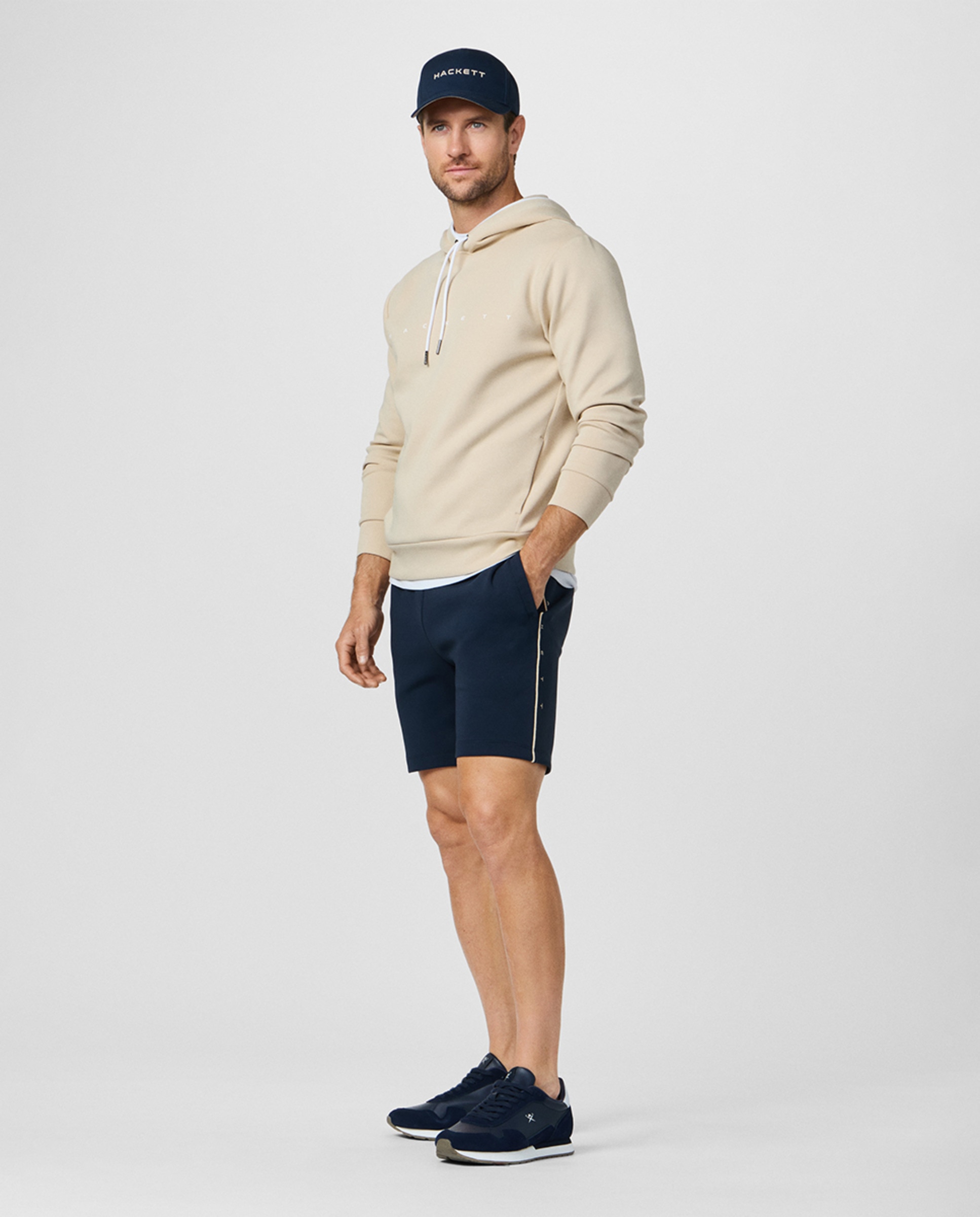 Bermudas Tamanhos Grandes em Tecido de Felpa com Logótipo Lateral Azul-marinho-9