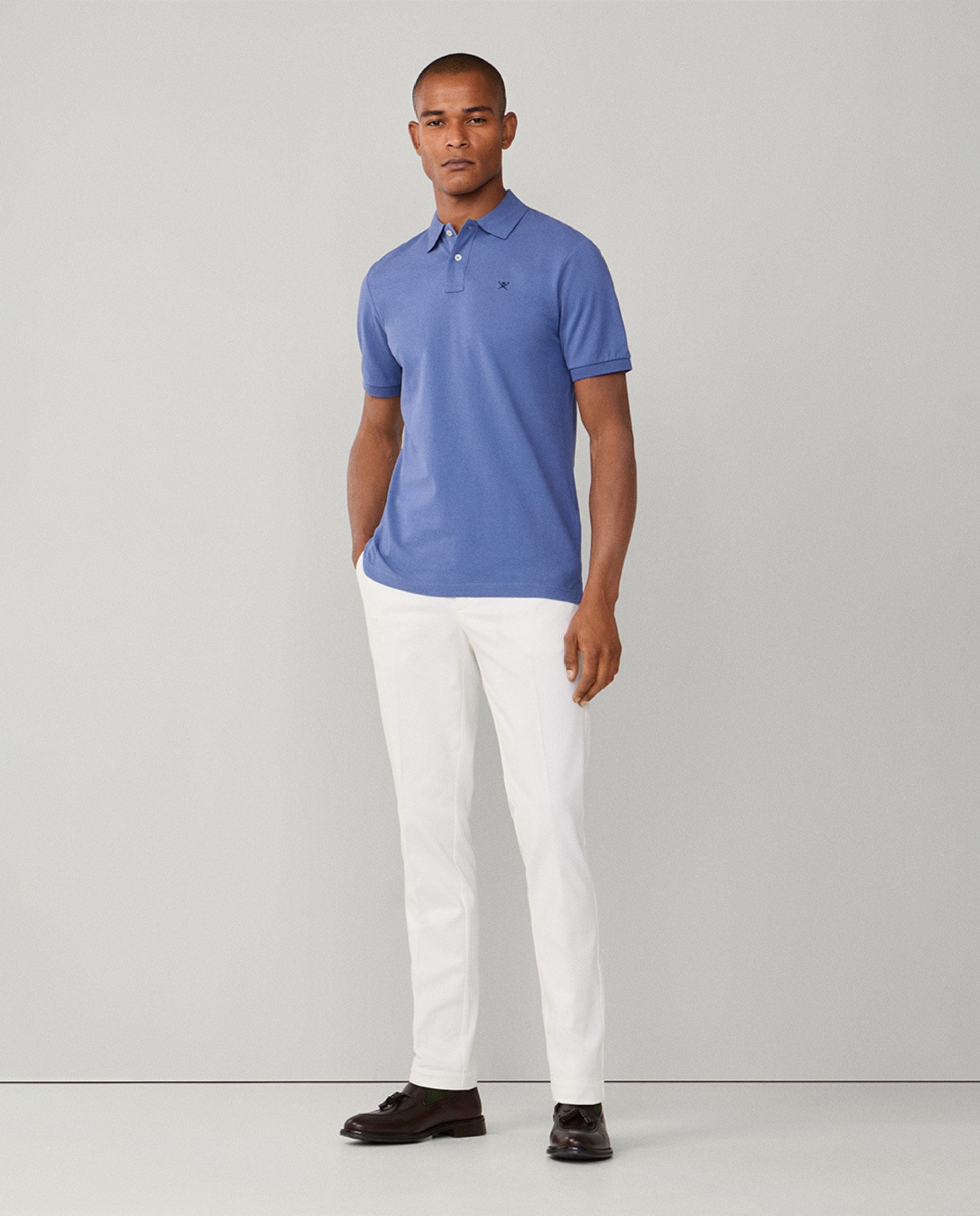 Polo de Manga Curta com Detalhes da Marca Tamanhos Grandes Azul-9