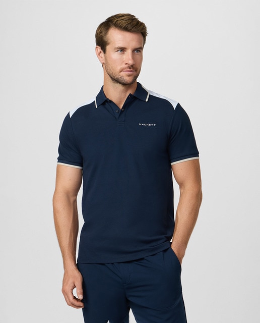 Imagem 0 de Polo Tamanhos Grandes com Manga Curta e Contraste nos Ombros