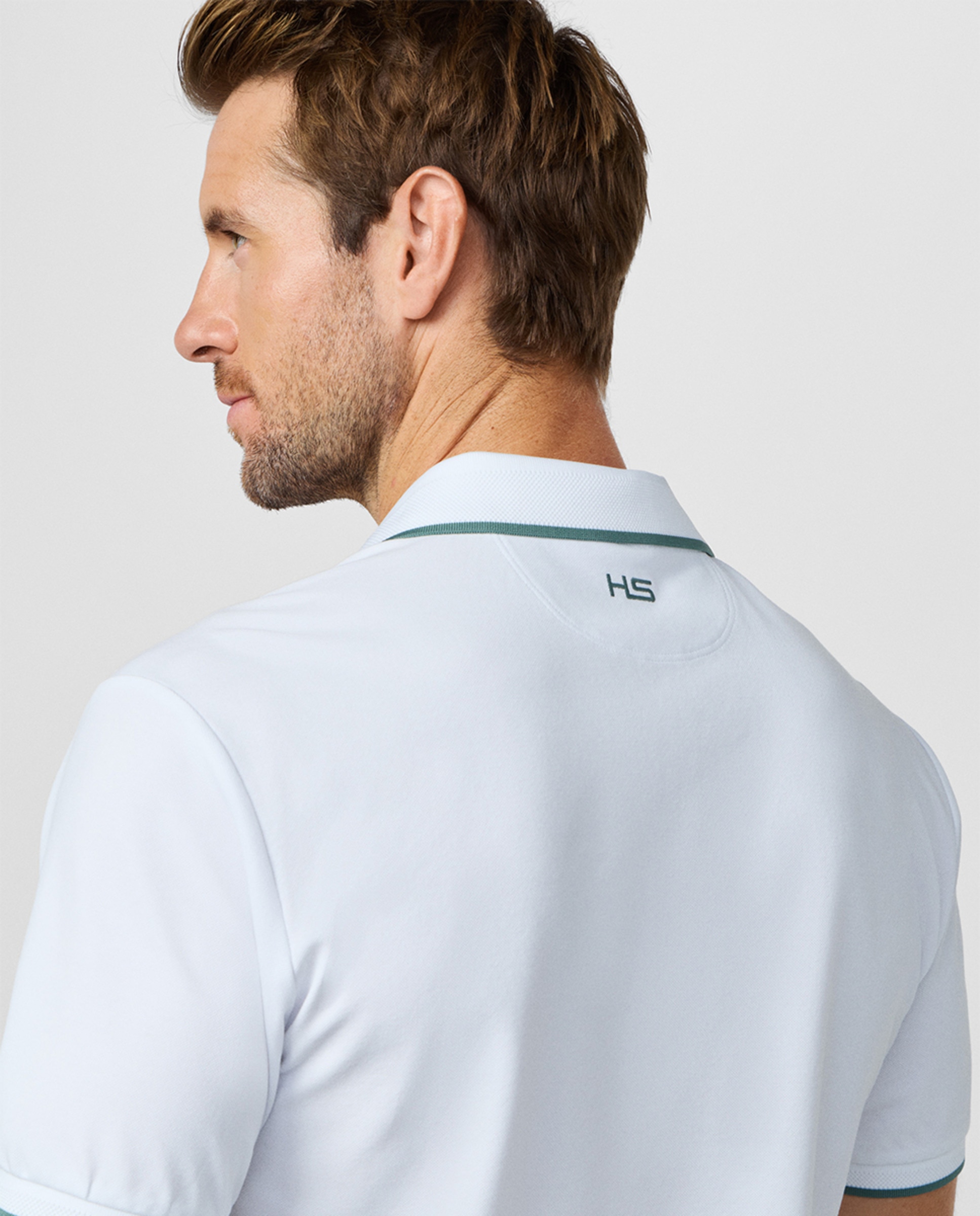 Polo de Manga Curta com Meio Fecho de Correr Tamanhos Grandes Branco-6