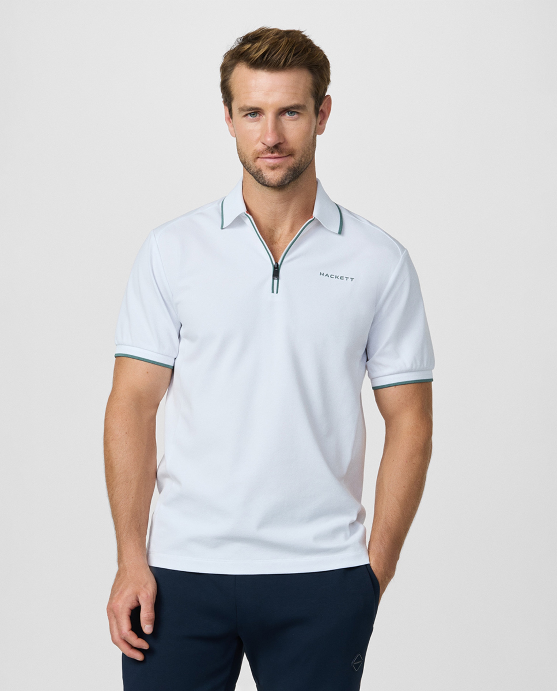 Imagem 0 de Polo de Manga Curta com Meio Fecho de Correr Tamanhos Grandes