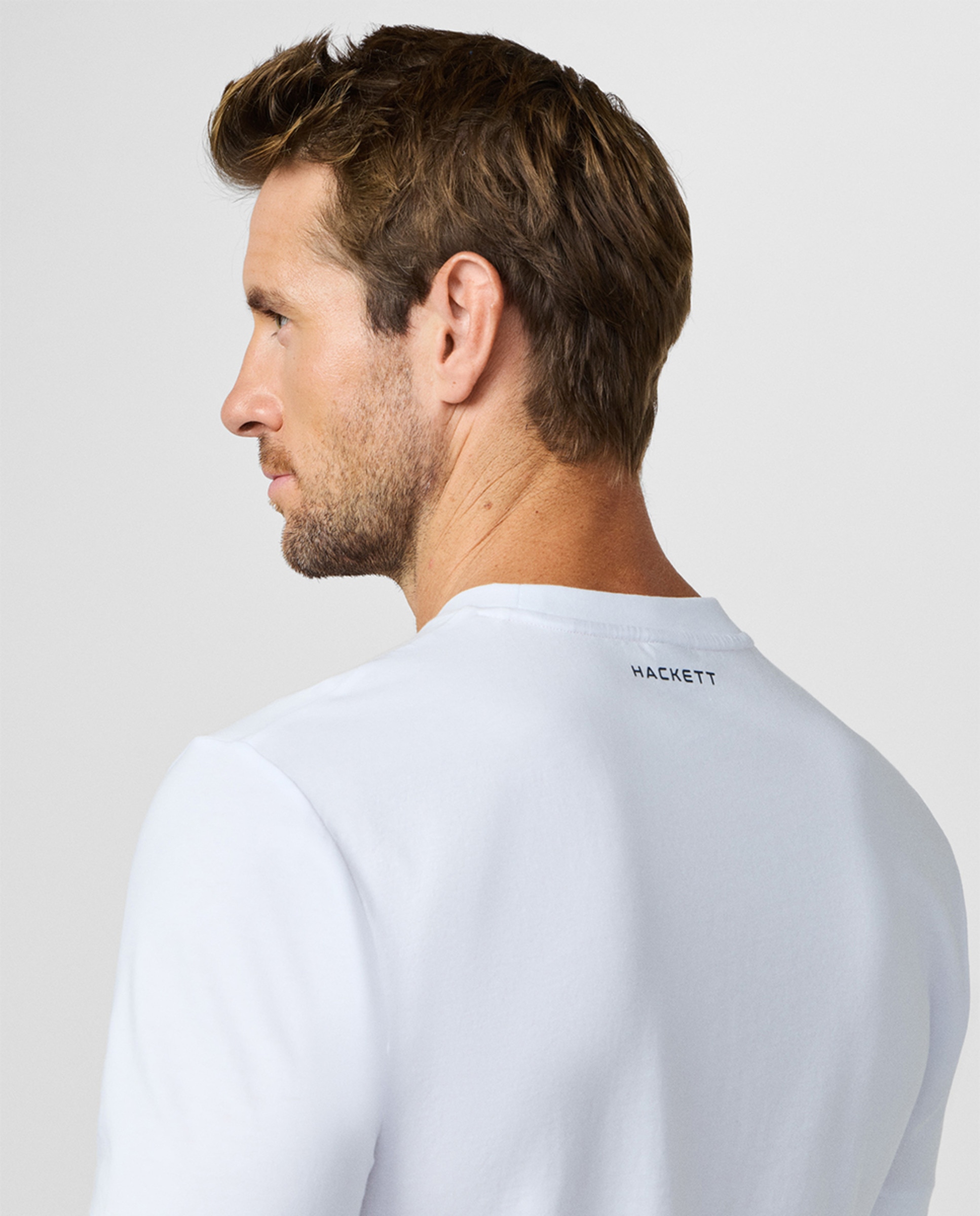 T-shirt Tamanhos Grandes de Manga Curta com Estampado no Peito Branco-6