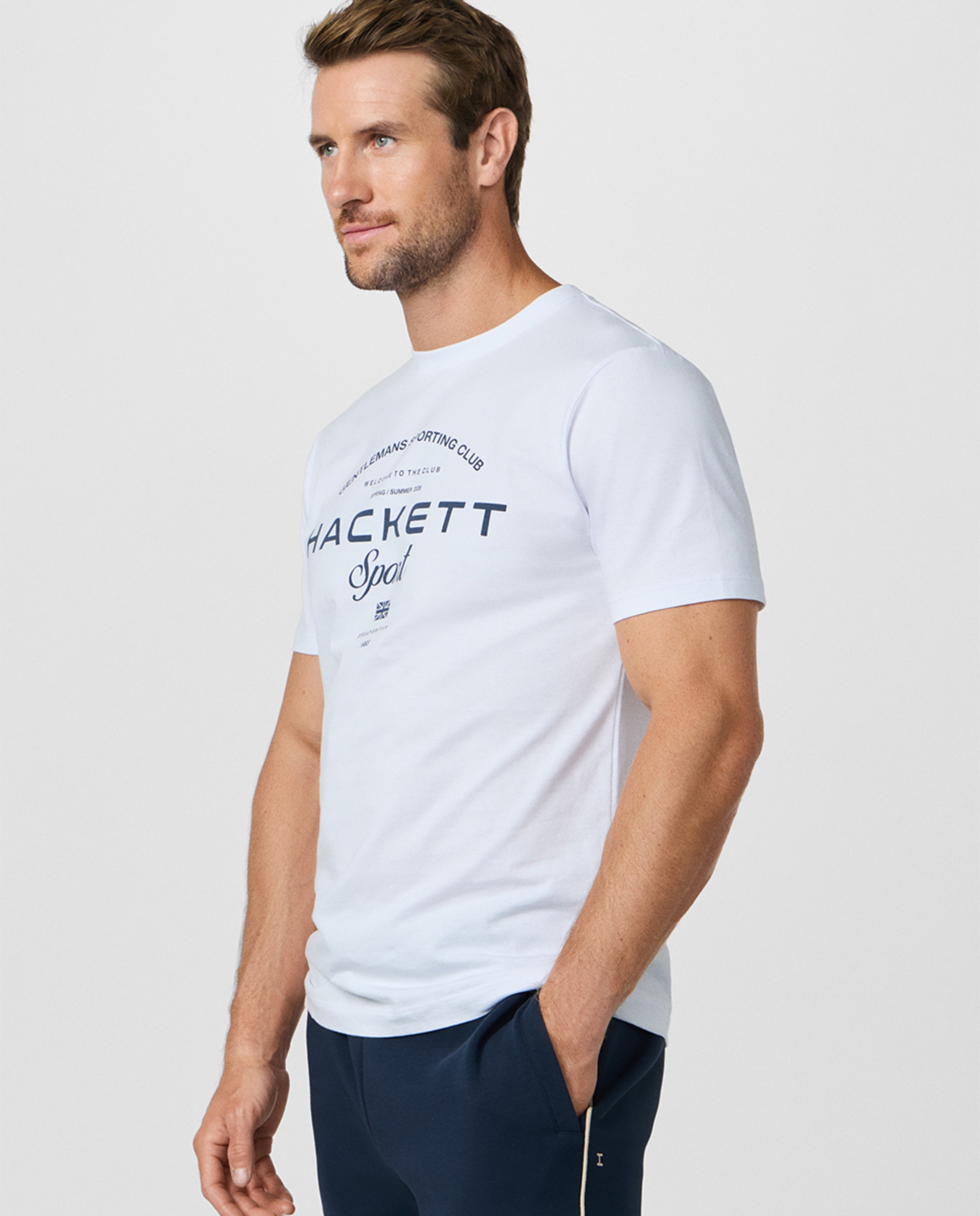 T-shirt Tamanhos Grandes de Manga Curta com Estampado no Peito Branco-5